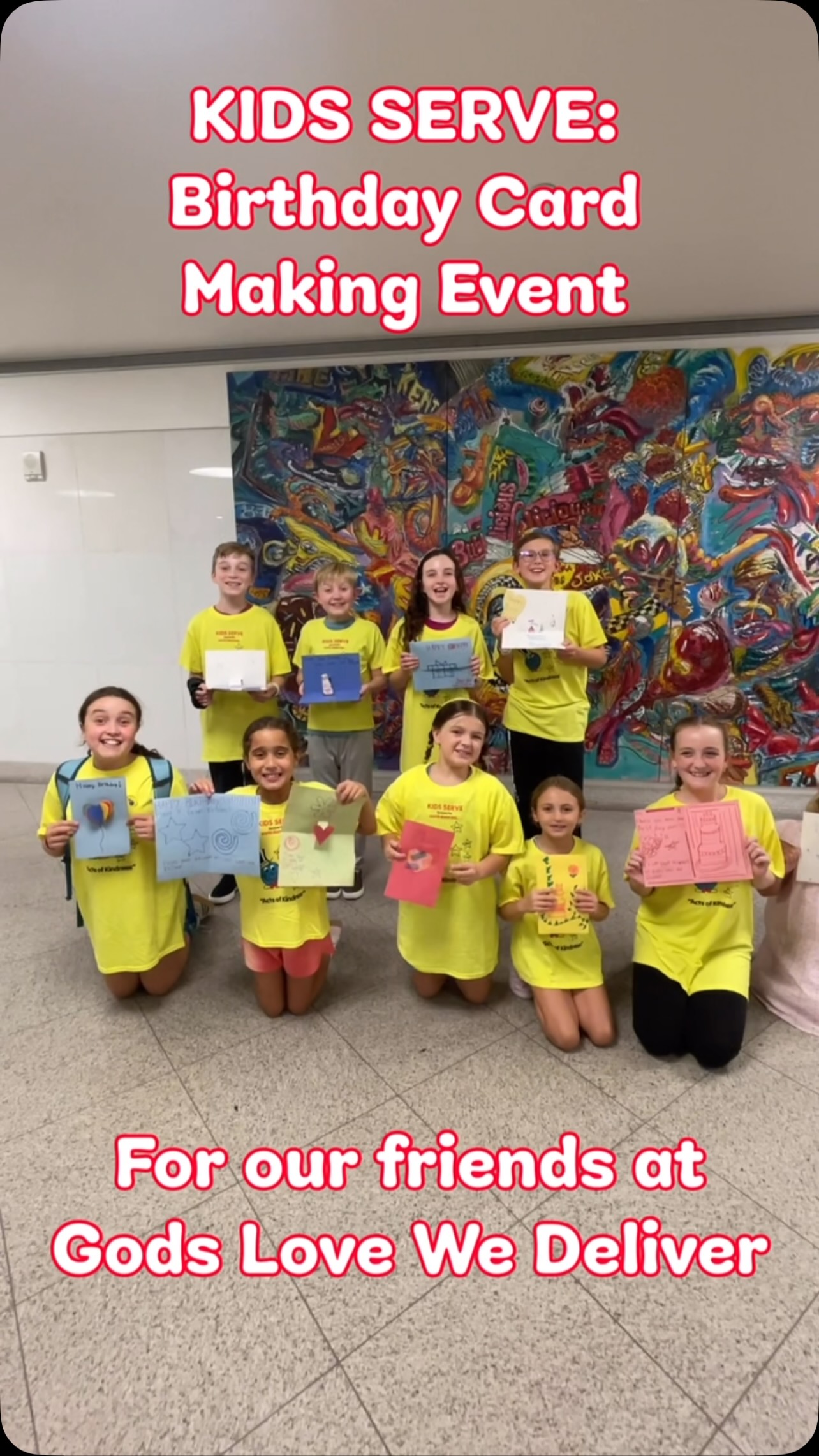 We were delighted last week to have the kids of @soundofmusicontour join us for a special card making event in support of our friends at @godslovenyc
In addition to our regularly scheduled service opportunities Broadway Serves can be collaborators in building events. These talented, kinds-hearted kiddos have a jam packed rehearsal schedule, but that didn’t stop us from finding a way for them to serve with us!
Interested in having the young performers in your life participate in Kids Serve? Email us at kids@broadwayserves.org with inquiries!
With gratitude,
Team Broadway Serves