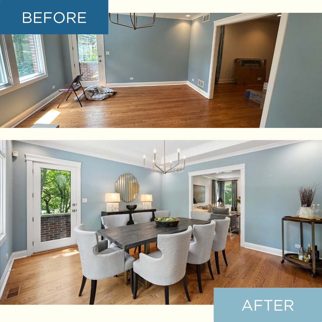 A Before + After to showcase the power of staging! Home staging is a powerful tool for sellers looking to maximize their sale. Vacant homes or homes that are cluttered can make it difficult for buyers to see the possibilities. Staging showcases a home’s full potential — it allows buyers to see how they can use each space, making the home more functional in their eyes. Staging sets your property apart and helps it sell faster and for more money!
A couple of recent staging stats, according to a National Association of Realtors study:
▪️ 57% of buyers' agents say having traditional physical staging vs. virtual staging was very important to their clients
▪️ 73% of buyers' agents say having photos available for their listings was very important — staged photos make listings stand out + show buyers optimal functionality!
#beforeandafter #powerofstaging #success #successstory #chicago #chicagorealestate #havenhomestager #chicagohomestaging #stagingworks #stagingsells #staging #homestaging