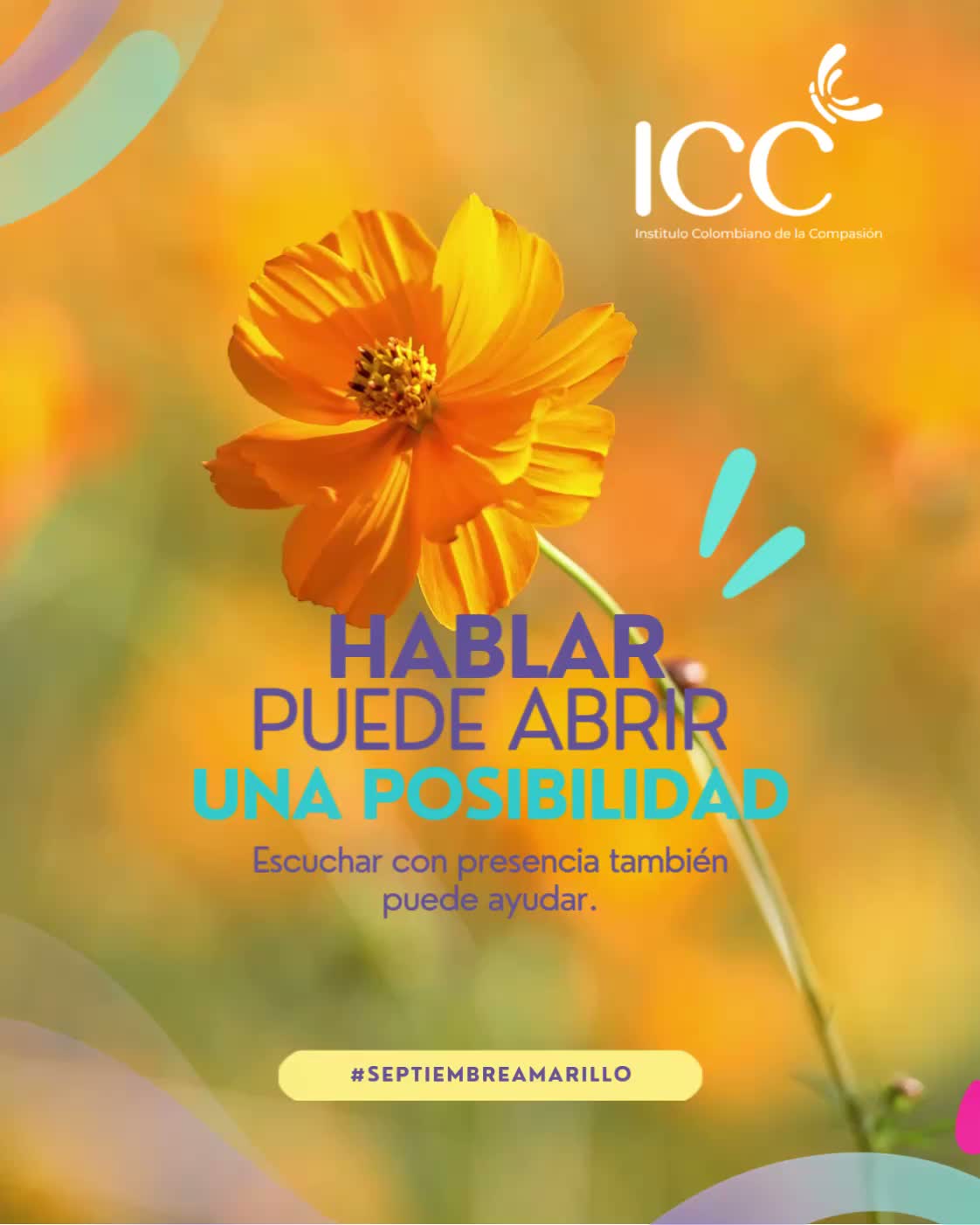 Hablar puede abrir una posibilidad. Escuchar con presencia también puede ayudar.
No se trata de encontrar las palabras perfectas ni de tener todas las respuestas. A veces, acompañar comienza con algo más sencillo y profundo: preguntar cómo está la persona, escuchar sin juzgar, tomar en serio lo que expresa y ayudarle a buscar apoyo profesional.
La prevención de la conducta suicida empieza antes de una crisis. Se construye fortaleciendo vínculos, creando entornos seguros y haciendo posible que el sufrimiento emocional pueda ser expresado sin miedo, vergüenza o estigma.
Este 10 de septiembre, Día Mundial para la Prevención del Suicidio, recordemos que una conversación empática no resuelve por sí sola una situación compleja, pero puede convertirse en el primer paso para recibir ayuda a tiempo.
Si tú o alguien cercano atraviesa una crisis, no tiene que enfrentarla en soledad. Busca atención profesional. Ante un riesgo inmediato, no dejes sola a la persona y comunícate con los servicios de emergencia o con la Línea 106 en Bogotá.
Instituto Colombiano de la Compasión
Acompañamiento psicológico con presencia, conocimiento y humanidad.
#SeptiembreAmarillo #PrevenciónDelSuicidio #SaludMental #HablemosDeSaludMental #InstitutoColombianoDeLaCompasión