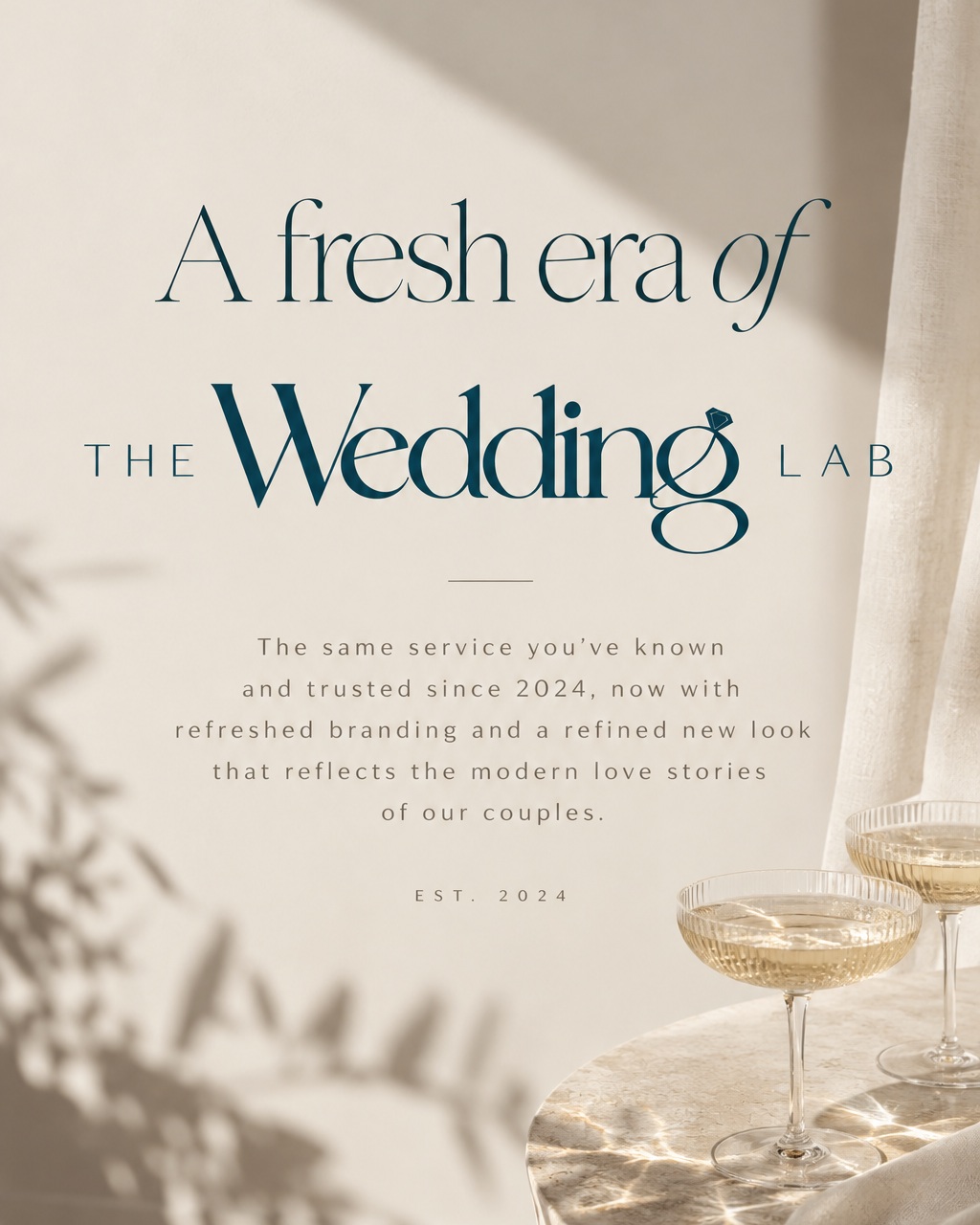 We're bringing in a fresh era of The Wedding Lab: The same service you’ve known and trusted since 2024, now with refreshed branding and a refined new look that reflects the modern love stories of our couples. ✨
Modern. Intentional. Unmistakably us.
Welcome to the new era of The Wedding Lab; we can't wait to show you our modern new designs reflected in our branding, rentals, and boutique offerings. 💍