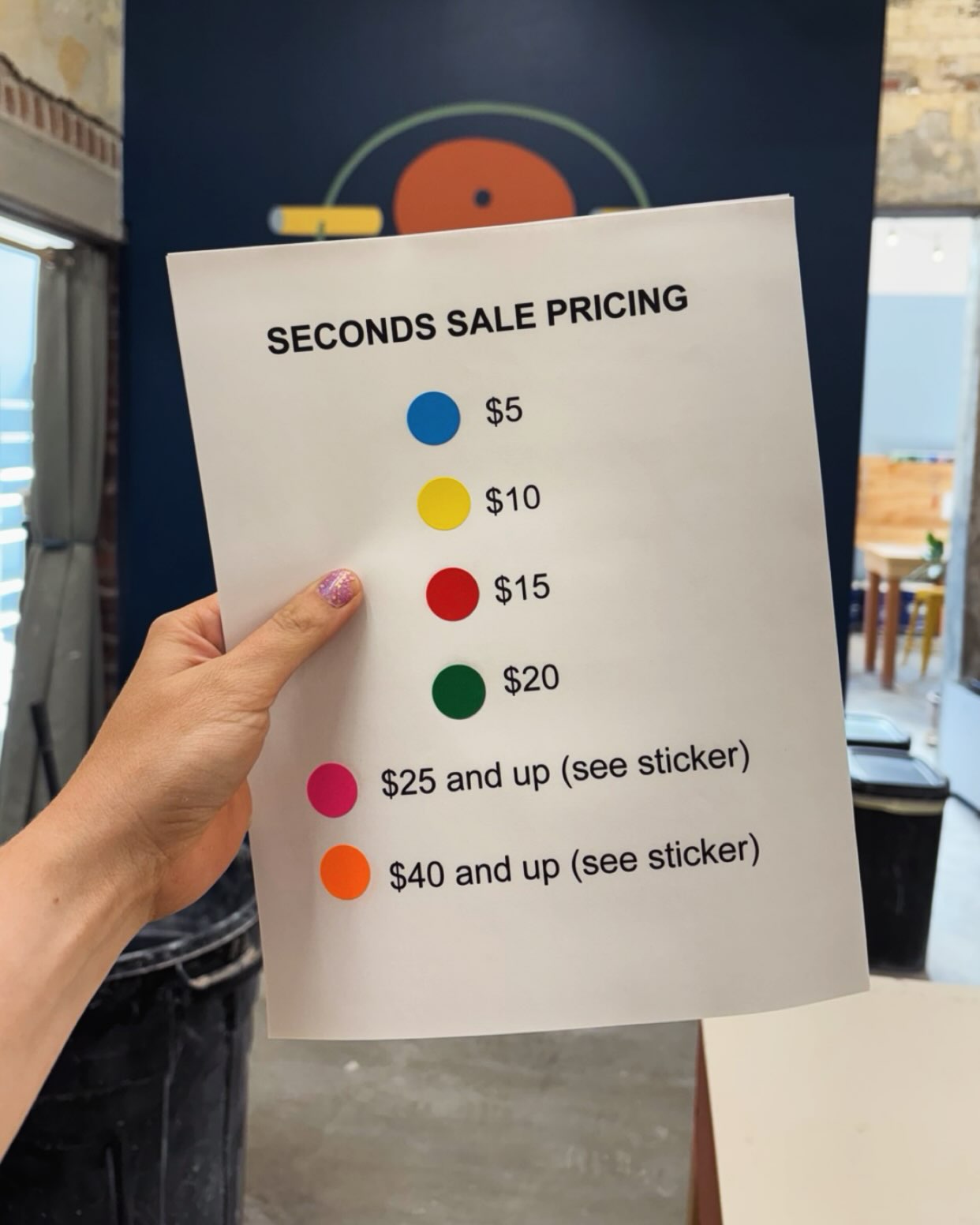 We’re gearing up for our annual ✨Seconds Sale✨so get your wallet ready! (Well, not too ready, because these deals are incredible. Truly!)
This sale only happens once a year, so you’ll want to clear your schedule and head on over Sunday, September 13th from 2:00–4:00 PM 🛍️💛 A special guest (co-owner Felissa!!!) might even be there 😏