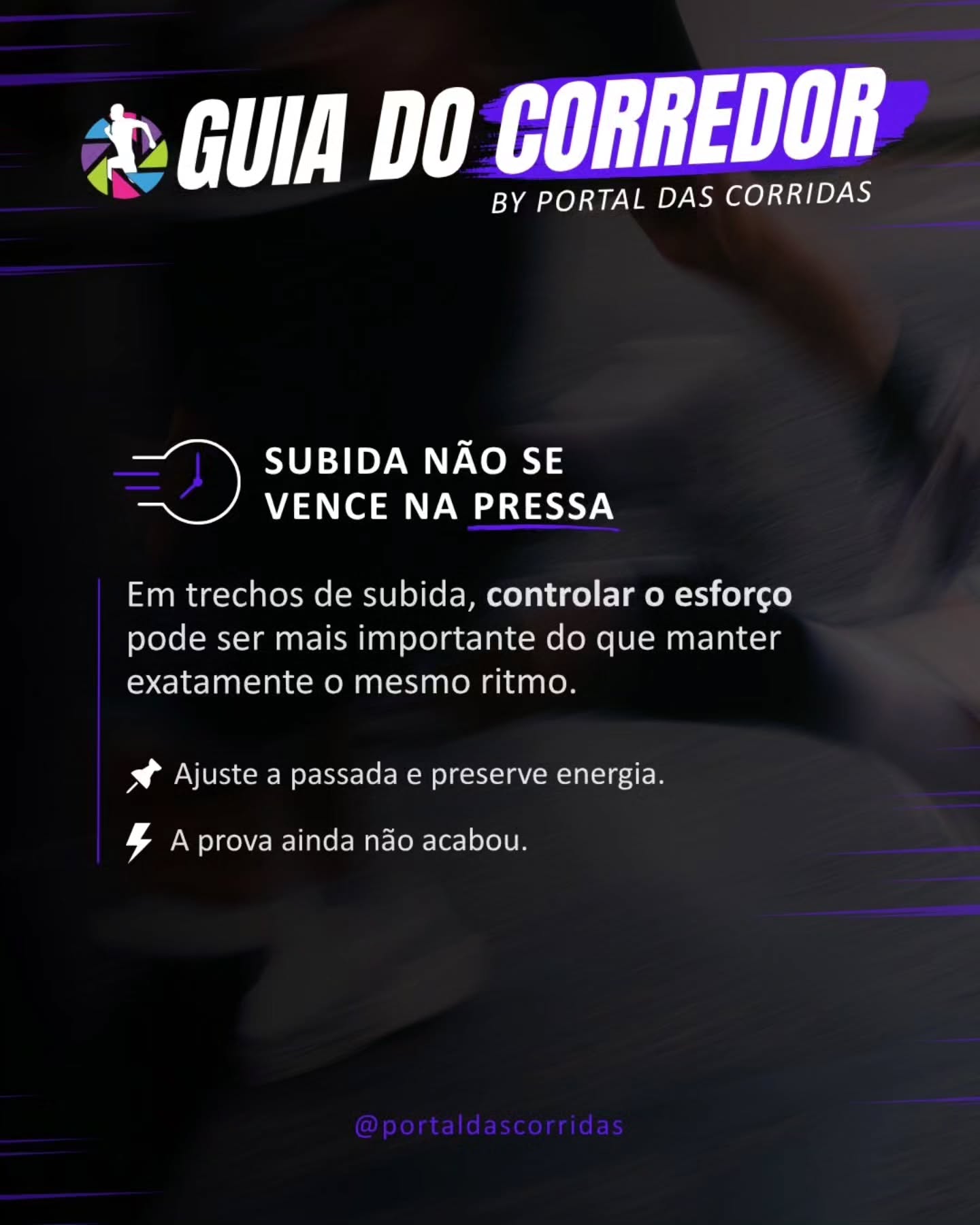 Subida não se vence na pressa! 🏃♀️⛰️
Controle o esforço, respeite seu ritmo e guarde energia para o final.
Você prefere acelerar ou controlar o ritmo nas subidas? Conta pra gente! 👇
Para essa e mais dicas sobre corrida, fique de olho no Guia do Corredor, aqui no Portal das Corridas.
#corrida #dicasdecorrida #treinodecorrida #corredores #portaldascorridas