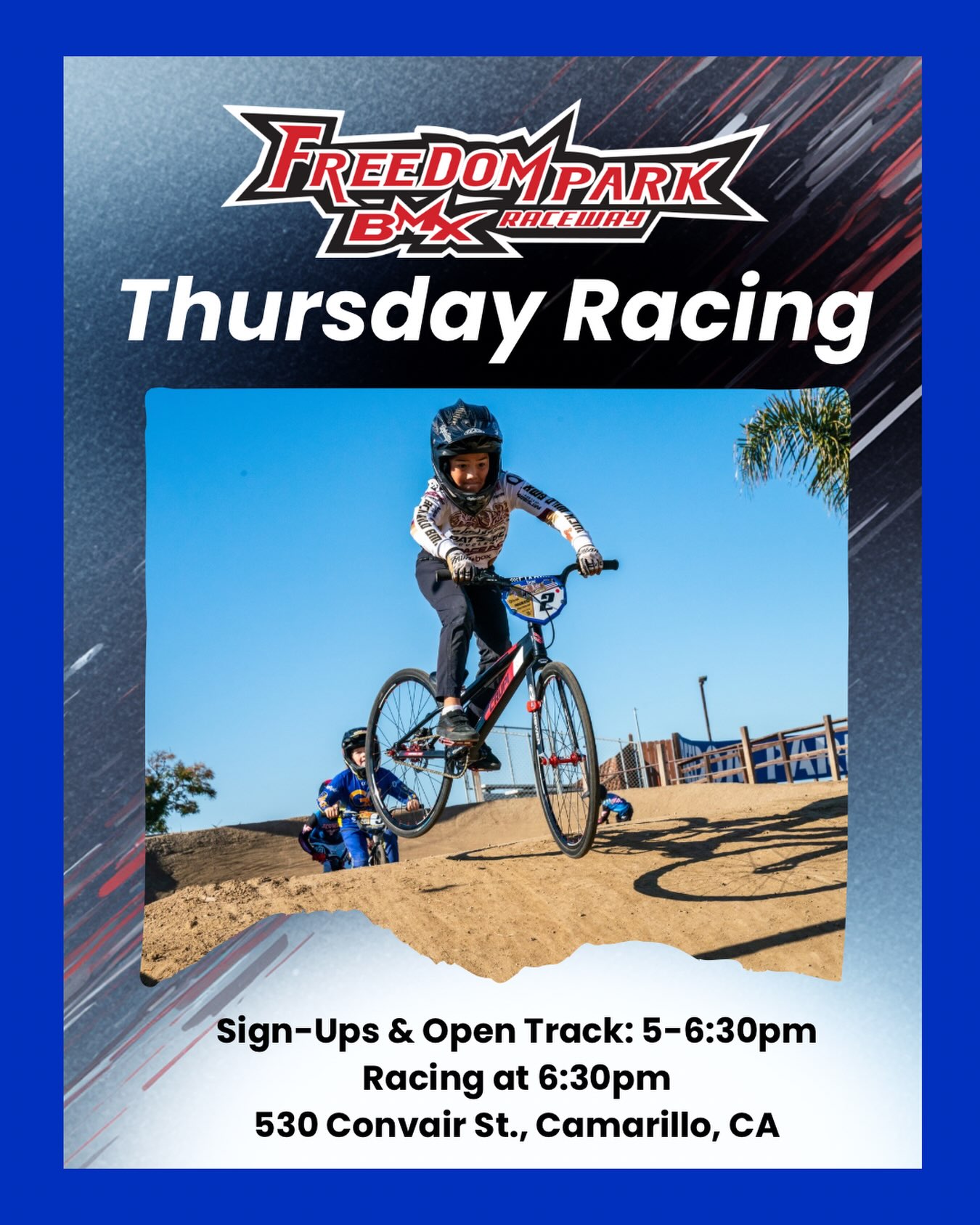 Thursday racing at Freedom Park BMX!
See you at the track!
#freedomparkbmx