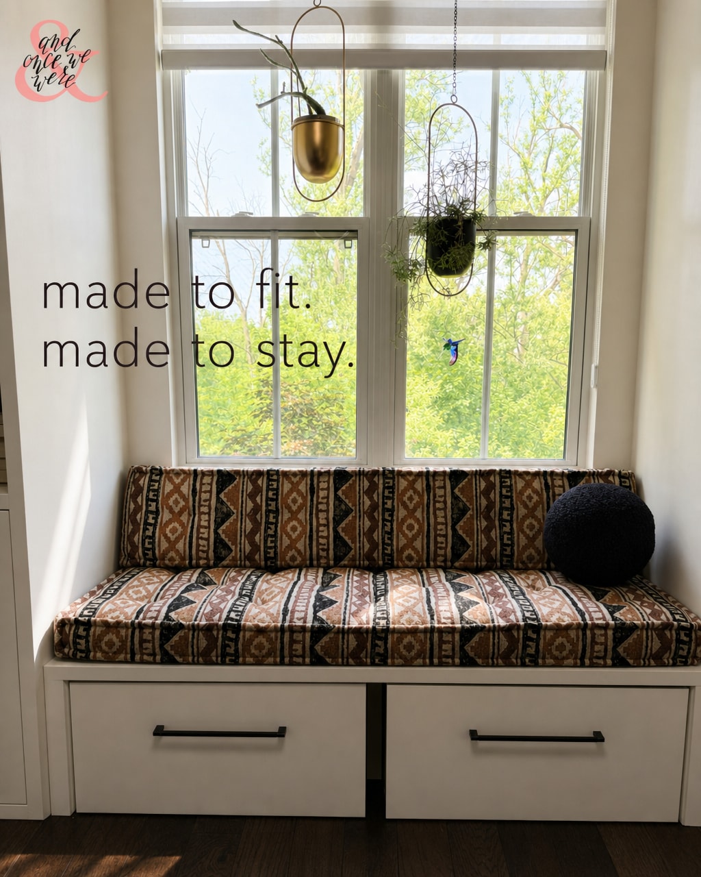 A window seat is only as good as the cushion that makes you stay.
Up close, you can see it. The weave, tight and deliberate, brown and black and cream threads locked into each other. Light rakes across the surface and finds every ridge.
A round throw pillow rests against it, holding its own weight.
This is what a custom cushion does. It takes a shelf built into a wall and turns it into somewhere you actually sit. Somewhere you linger.
Measured to the space. Sewn to fit the corner it was made for.
Made to fit. Made to stay. 🪡
#remadefurnituretoronto #remadefurniturelincoln #customupholstery #customcushion #onthebenchupholstery
