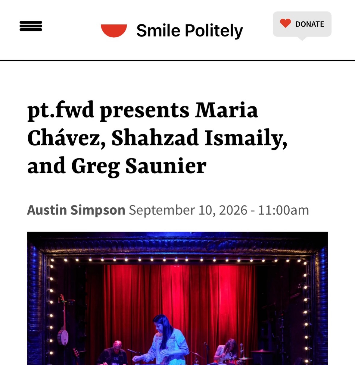 Our upcoming show with @chavezsayz, @greg.saucier, @ectoderm88 and @stefenrobinson is featured today on @smilepolitely! Read the @boy.sampson interview with Maria Chávez and @ed.breitweiser to learn more about the FREE show coming to @universitygalleriesisu on Monday, Sept. 14 at 7pm
~~~~~~
pt.fwd (pronounced “point forward”) is an independent, artist-run 501c3 non-profit dedicated to organizing contemporary music and sonic arts performances in Bloomington-Normal, Illinois.
Committed to celebrating the communal experience of listening to powerful new sonic art, pt.fwd presents compelling programming that supports local and regional artists. All pt.fwd concerts are free and open to the public.