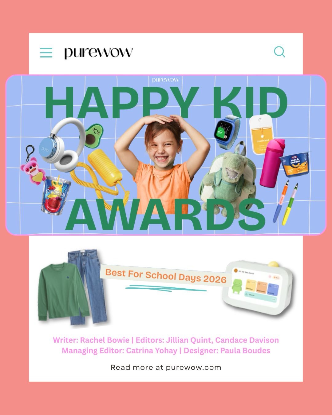 PureWow just dropped their 2026 Happy Kid Awards: Best for School Days and we’re thrilled that both Skylight and Abercrombie & Fitch Kids made the cut! ⭐️📚
After testing hundreds of products, PureWow family editor and mom of two Rachel Bowie (@rkbnyc) rounded up her favorite picks for back-to-school and we couldn’t be more excited to see our brands on the list. Happy Back to School season!