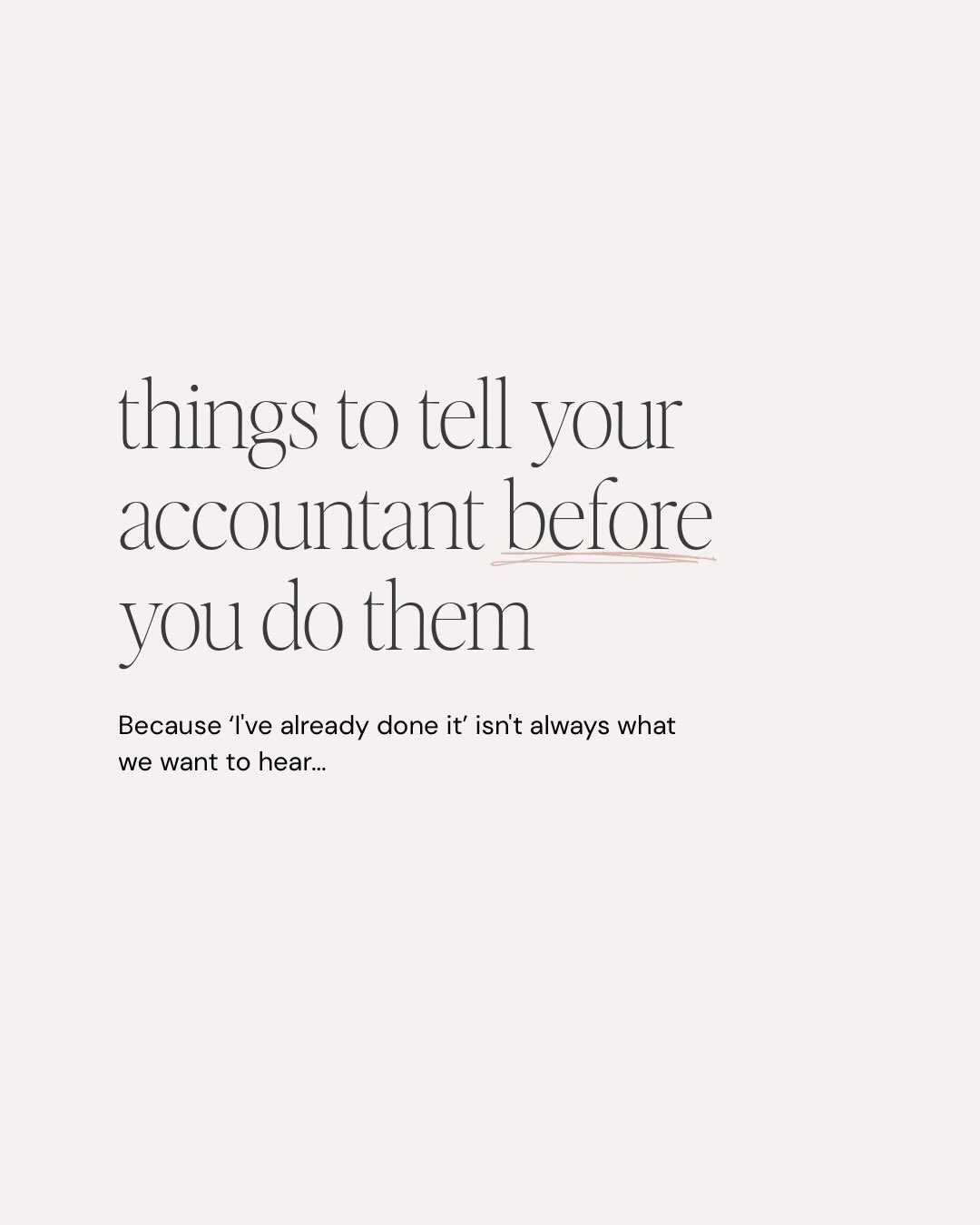 I promise we’re not just being nosey 👀😆
Some things are much easier to plan for rather than fix after, so make sure to keep your accountant in the loop before making any big business (or life!) decisions.
And trust me - I’d always rather hear ‘I’m thinking about doing this’ rather than ‘sooo… I’ve already done this…’ 😆
#smallbusiness #womeninbusiness #ukbusinessowner #business #taxreturn