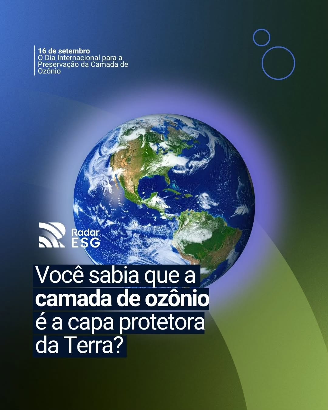 Você sabia que a camada de ozônio funciona como uma proteção natural da Terra contra parte da radiação ultravioleta do Sol? Localizada na estratosfera, ela absorve grande parte da radiação UV-B, ajudando a proteger a saúde humana, os ecossistemas e a produção agrícola.
A boa notícia é que essa história também mostra que ações ambientais coordenadas podem gerar resultados concretos. O Protocolo de Montreal, firmado em 1987, levou à eliminação de quase 99% das substâncias controladas que destroem a camada de ozônio, colocando sua recuperação no caminho certo. Para as empresas, fica uma reflexão importante: sustentabilidade também passa por entender quais substâncias, processos e
tecnologias fazem parte da operação e quais impactos estão associados a eles.
A Radar ESG orienta empresas na identificação de oportunidades e na implementação de práticas ambientais mais responsáveis, eficientes e alinhadas à realidade de cada operação. Sua empresa sabe quais impactos ambientais estão presentes nos seus processos?
#camadadeozonio #sustentavel #esg
