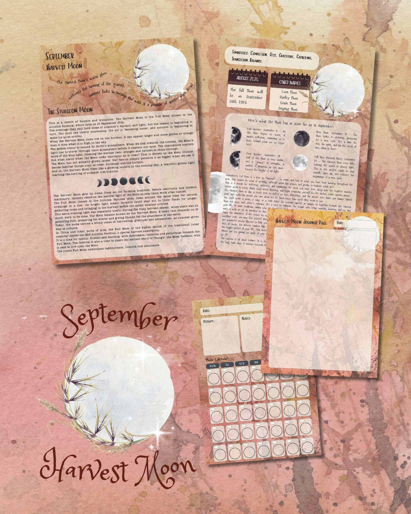 🌕🍂 The September Harvest Moon
.
The Harvest Moon has long been connected with gathering, gratitude and preparing for the quieter months ahead. A gentle reminder to pause, notice what has grown, and gather a little of what we need before the season turns.
.
Autumn is almost upon us 😊
.
#autumnvibes #harvestmoon #kidslearning #moonresources #etsyseller