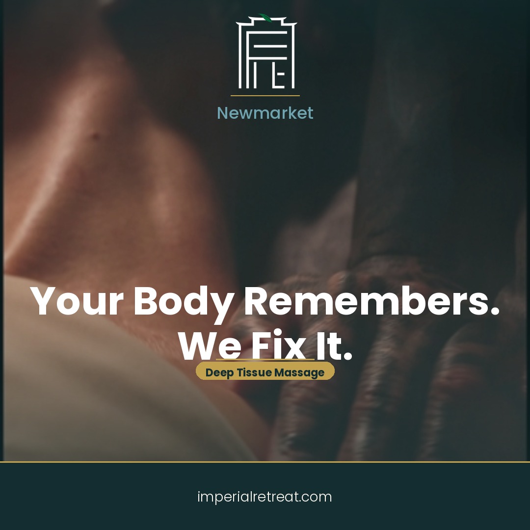 Your body has been storing that tension for months. Deep tissue massage gives it somewhere to go.
Unlike Swedish, deep tissue works methodically through layers of muscle to break down adhesions, restore mobility, and release the kind of tightness that never quite goes away on its own.
Neck, lower back, shoulders, hips — we target what's bothering you.
From $75. Book at imperialretreat.com.
#DeepTissue #MuscleKnots #BackPain #NeckPain #ImperialRetreat #MassageNewmarket #PainRelief