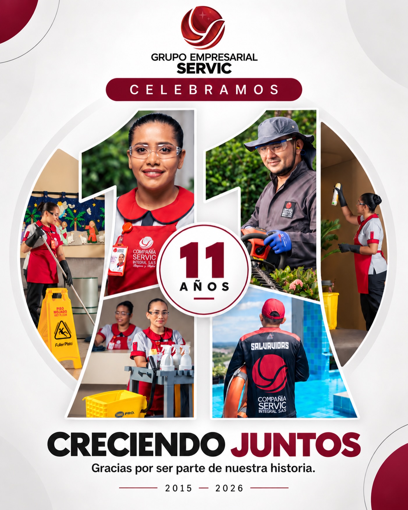 🎉 ¡Hoy celebramos 11 años de historia! 🎉
11 años creciendo, aprendiendo y construyendo grandes historias junto a nuestros colaboradores, clientes y aliados.
Gracias por confiar en nosotros y ser parte de este camino. Seguiremos trabajando con la misma calidad, compromiso y pasión que nos caracteriza.
🍷 ¡Feliz aniversario, Grupo Empresarial SERVIC!
Por muchos años más creciendo juntos. 🤝
#Servic11Años #AniversarioServic #GrupoEmpresarialServic #11AñosCreciendoJuntos #OrgulloServic