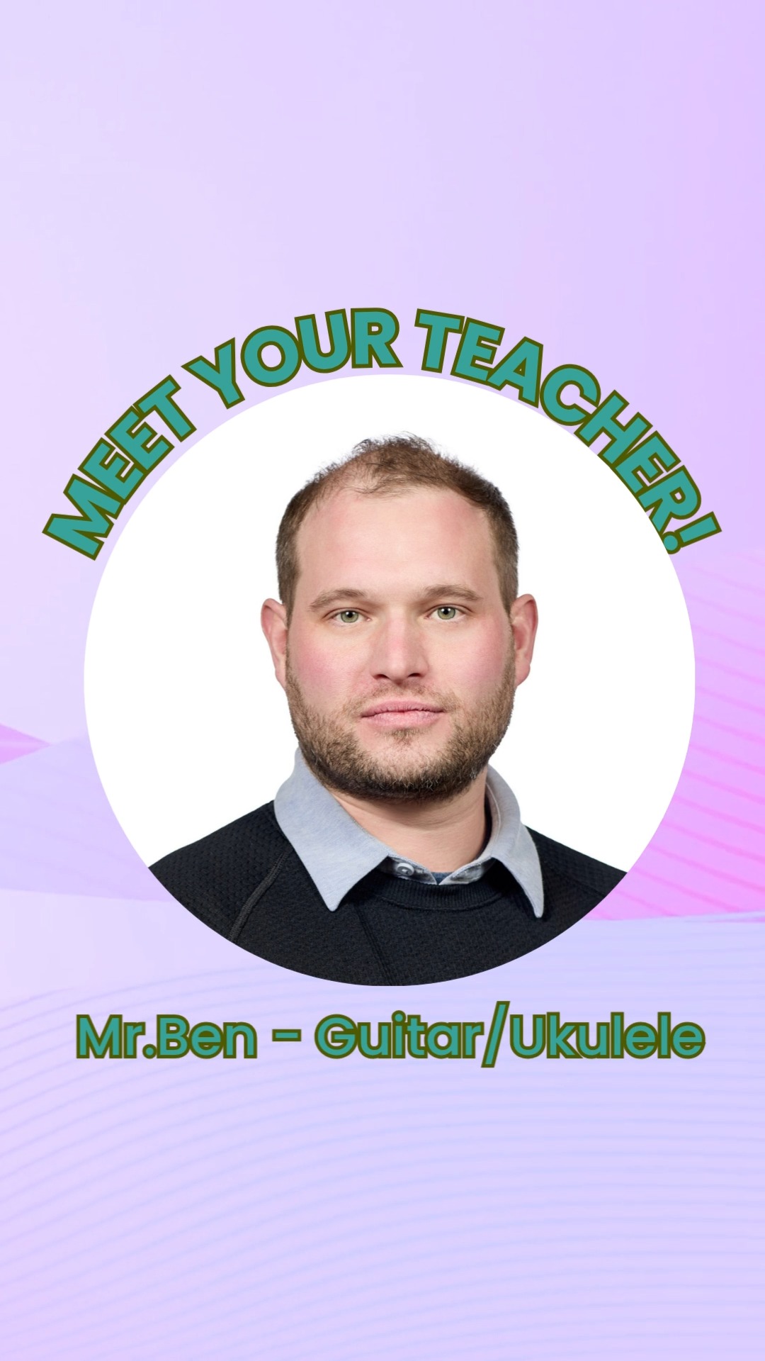Meet Mr. Ben; he is a skilled #Guitar #teacher here at our #Music #School. Come and meet him today and learn how he can best teach your kid guitar!
Contact us now if this offer interests you!