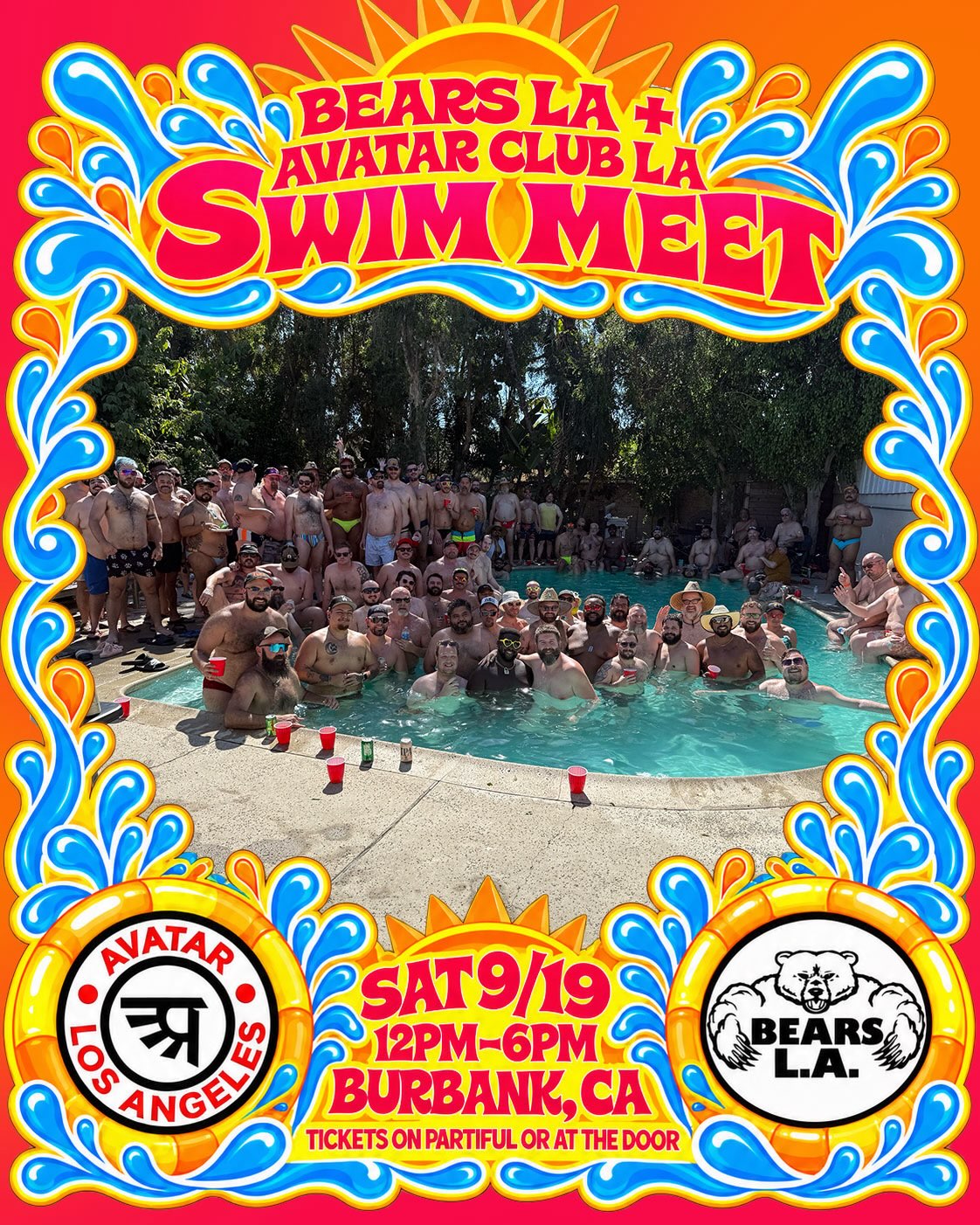 🐻💦 THE POOL PARTY JUST GOT A LITTLE MORE PACKED.
We’re teaming up with our friends at @avatarclubla for the Bears LA Swim Meet! Our clubs have been working together closely and want to take it to the next level! More friends, more splashing, more volunteers to help with those hard-to-reach sunscreen spots. 😏☀️
Join us September 19 for a poolside afternoon of food, music, drinks, games, and chosen family. Bring your favorite swimsuit, something tasty to share, and a friend we haven’t met yet!
📅 Saturday, September 19
🕛 12–6 PM
📍 Burbank, CA • Address with ticket purchase
🎟️ $10 for paid Bears LA members AND Avatar Club LA members
🎟️ $20 for non-members
🍺 Beer until the keg runs dry
🌭 Hot dogs, pizza & snacks
Grab your tickets on Partiful or pay at the door. Link in bio. 💛
#BearsLA #AvatarClubLA #GayBears #PoolParty #ChosenFamily