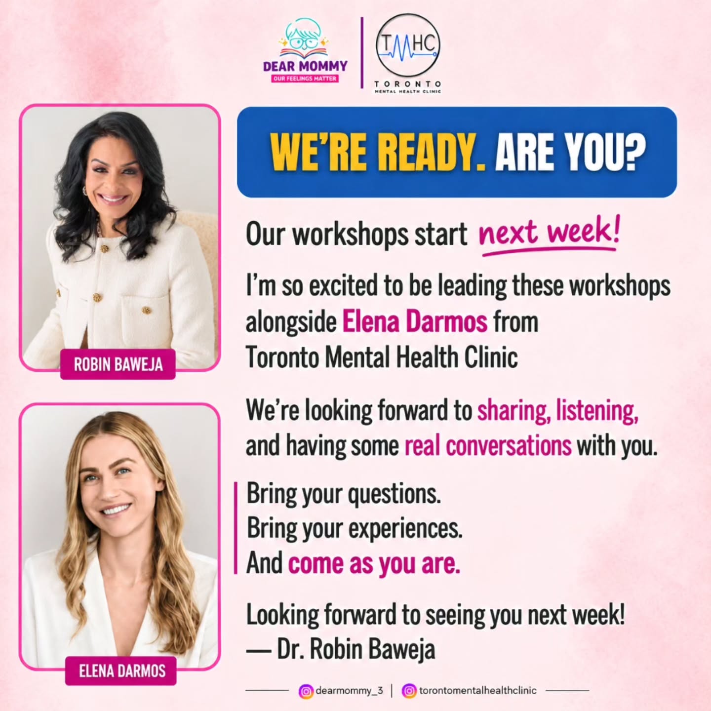 Next week, we’re doing this. 💛
I’m so excited to be leading these workshops alongside Elena Darmos from Toronto Mental Health Clinic.
But more than anything, I’m looking forward to the conversations.
The honest questions.
The “I’m not sure what to do anymore” moments.
The things you’ve been wondering but haven’t known who to ask.
You don’t need to have it all figured out before you join us.
Just come as you are. Bring your questions. Bring your experiences. Let’s talk.
See you next week. 💛
Register now : Link in Bio
#adhdawareness #freeworkshop #registernow #parentsupport #mentalhealthawareness