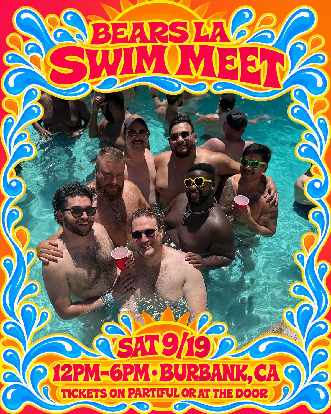 ☀️🐻💦 SMALL SPEEDOS. BIG SPLASHES. ROUND TWO.
The Bears LA Swim Meet is almost here, and your favorite poolside furballs are ready for another dip. Grab your suit, text the group chat, and come get wet with us! 😎
📅 Saturday, September 19
🕛 12–6 PM
📍 Burbank, CA
🏡 Address provided with ticket purchase
🎟️ YOUR POOLSIDE PASS:
🐻 $10 for paid Bears LA members
💛 $10 for @avatarclubla members
🌴 $20 for non-members
Come hungry. Come thirsty. Your ticket includes:
🍺 All-you-can-drink beer until the keg runs dry!
🌭 Hot dogs
🍕 Pizza
🍰 Dessert buffet
🎯 Pool games
🧴 Sunscreen station
💧 Water provided
Got a signature side? A dessert people fight over? A favorite drink? BRING FOOD & DRINKS TO SHARE! Chips, fruit, veggie platters, and your delicious contributions are welcome. 💛
🎟️ RSVP on Partiful or pay at the door with Venmo or cash. Paying at the door? Select “already paid” on Partiful to complete your RSVP, then pay when you arrive. Link in bio. ⬆️
Tag your pool buddy and get your RSVP in. These bears aren’t going to splash themselves. 🐻💦
#BearsLA #BearsLAPoolParty #GayBears #PoolParty #ChosenFamily
