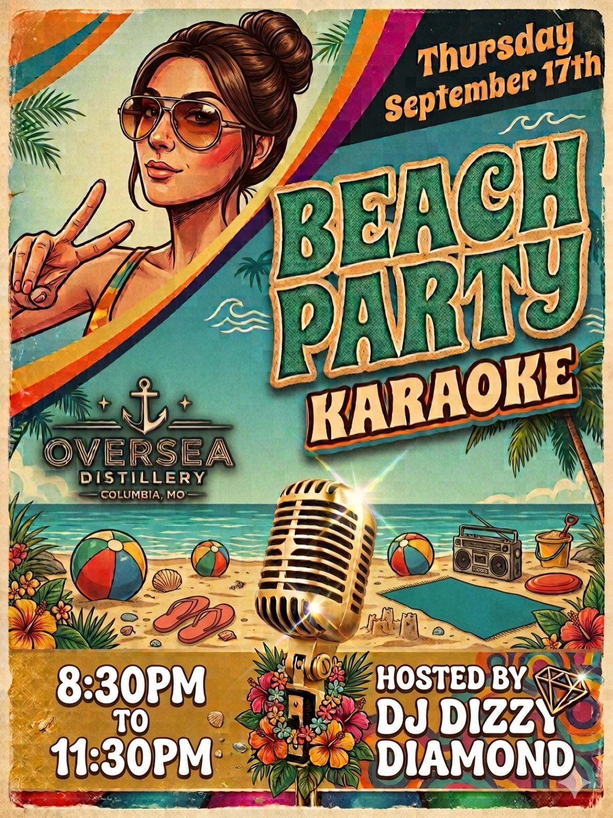 🏖️ BEACH PARTY KARAOKE NIGHT! 🎤🌴
Grab your beachwear, warm up those vocals, and get ready to sing your favorite songs at Oversea Distillery & Bar!
Hosted by DJ Dizzy and DJ Diamond, this Thursday’s karaoke night is bringing tropical vibes, great drinks, and plenty of chances to take over the microphone. 🌊🍹
📅 Thursday, September 17
⏰ 8:30 PM–11:30 PM
🎧 Hosted by DJ Dizzy & DJ Diamond
🏝️ Theme: Beach Party
Come dressed for the beach and bring your whole crew. Karaoke happens every Thursday at Oversea!
#KaraokeNight #BeachParty #ThursdayNight #DJDizzy #DJDiamond DMVEvents ColumbiaMD MarylandNightlife OverseaDistillery KaraokeParty