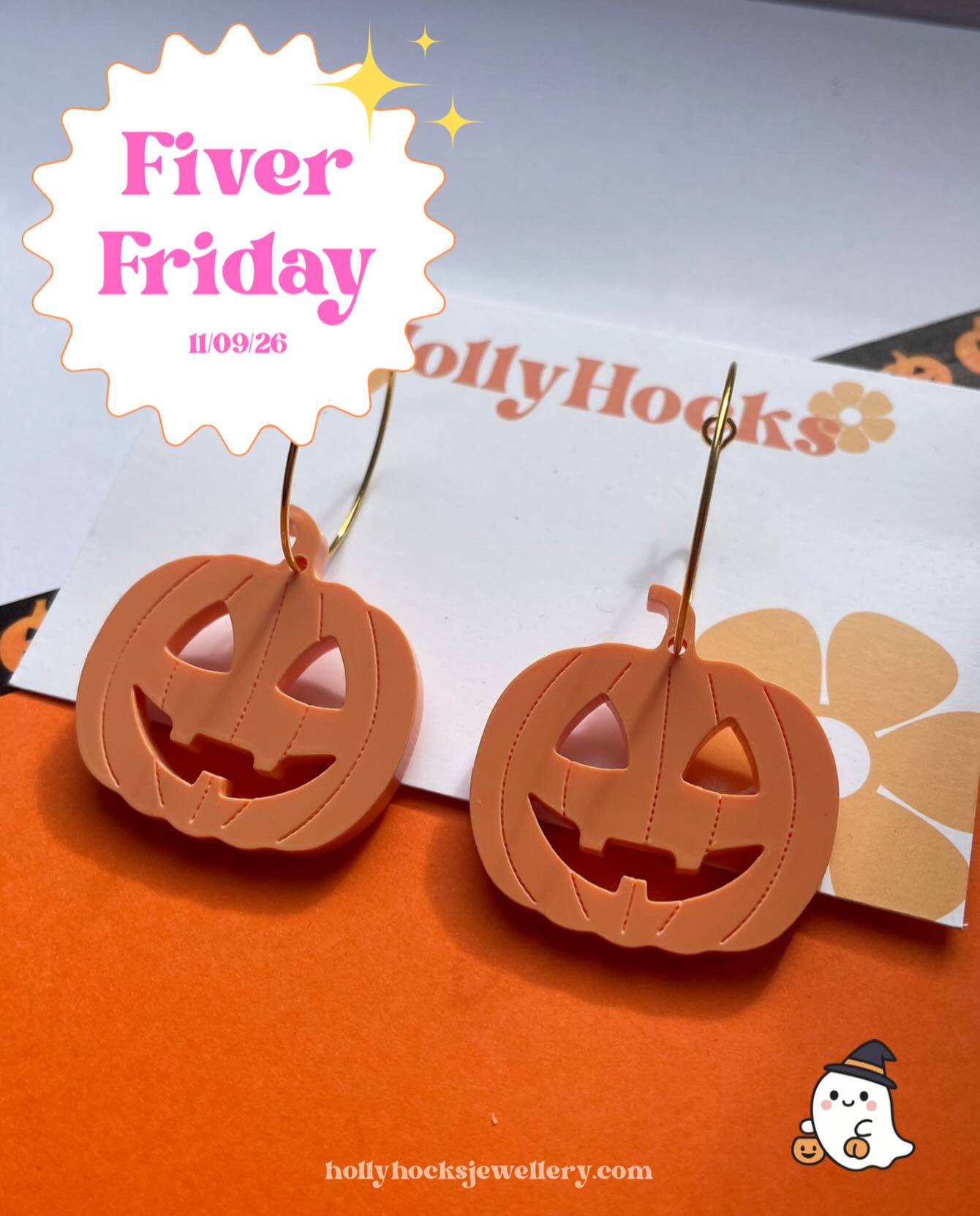 A little Friday treat for you all … pumpkin hoops just £5 today only! Available in over 50 colours! A pair for every day of October 🎃 #hollyhocksjewellery #halloweenearrings