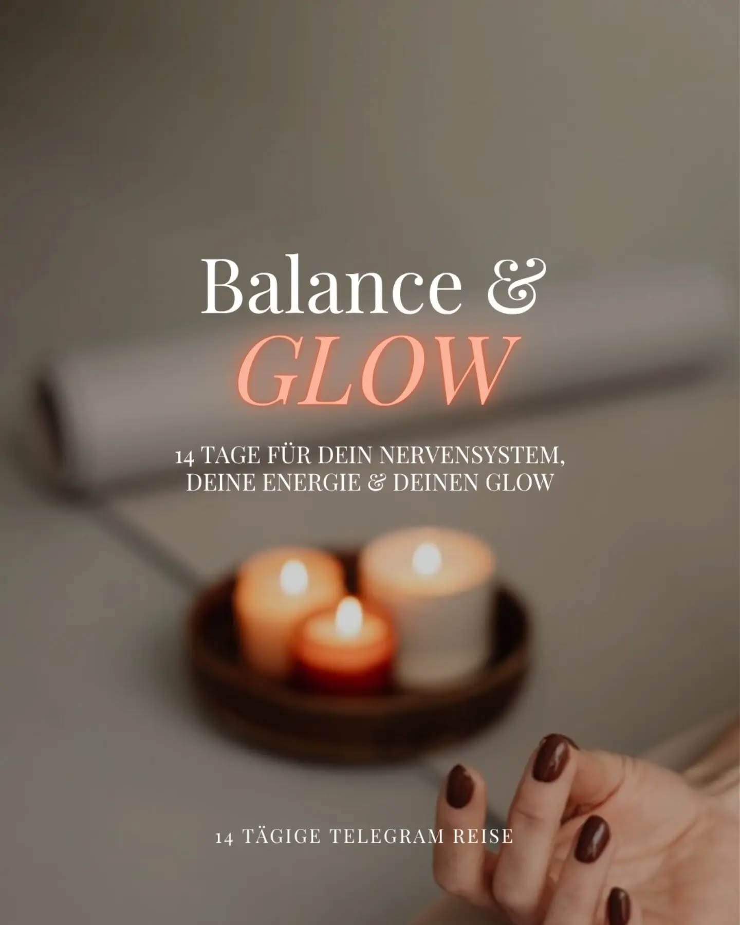 Balance Glow
Vielleicht ist nicht dein Alltag das Problem.
Vielleicht braucht dein Nervensystem gerade etwas anderes.
Vielleicht kennst du dieses Gefühl:
Du funktionierst.
Du erledigst.
Du kümmerst dich.
Und trotzdem merkst du, dass deine Energie nicht mehr dieselbe ist.
Du bist müde, aber kommst nicht richtig zur Ruhe.
Dein Kopf läuft weiter.
Du bist schneller gereizt oder innerlich unruhig.
Und manchmal fragst du dich: Was ist eigentlich gerade mit mir los?
Vielleicht ist es Zeit, nicht noch mehr zu leisten, sondern einmal genauer hinzuschauen, was dein Nervensystem braucht. 🌿
Balance Glow ist eine 14-tägige Begleitung für dein Nervensystem, deine Energie und deinen Glow.
14 Tage mit täglichen Impulsen, einfachen Ritualen, Reflexionsfragen, ätherischen Ölen und einer Community, die dich begleitet.
Als Teil des Bloom Teams begleiten Gabriele & ich dich gemeinsam durch diese 14 Tage – achtsam, persönlich und mit viel Raum für dich. 🤍
Du kannst zwischen Balance und Balanced Glow wählen – zwei Produktpaketen, die dich während der Begleitung unterstützen.
📅 01.–14. Oktober 2026
💬 Begleitung über Telegram
Spürst du ein Ja?
Schreib mir GLOW 🤍
Ich schicke dir alle Informationen persönlich.
#Nervensystem #Selbstfürsorge #Perimenopause #ÄtherischeÖle #miteinander