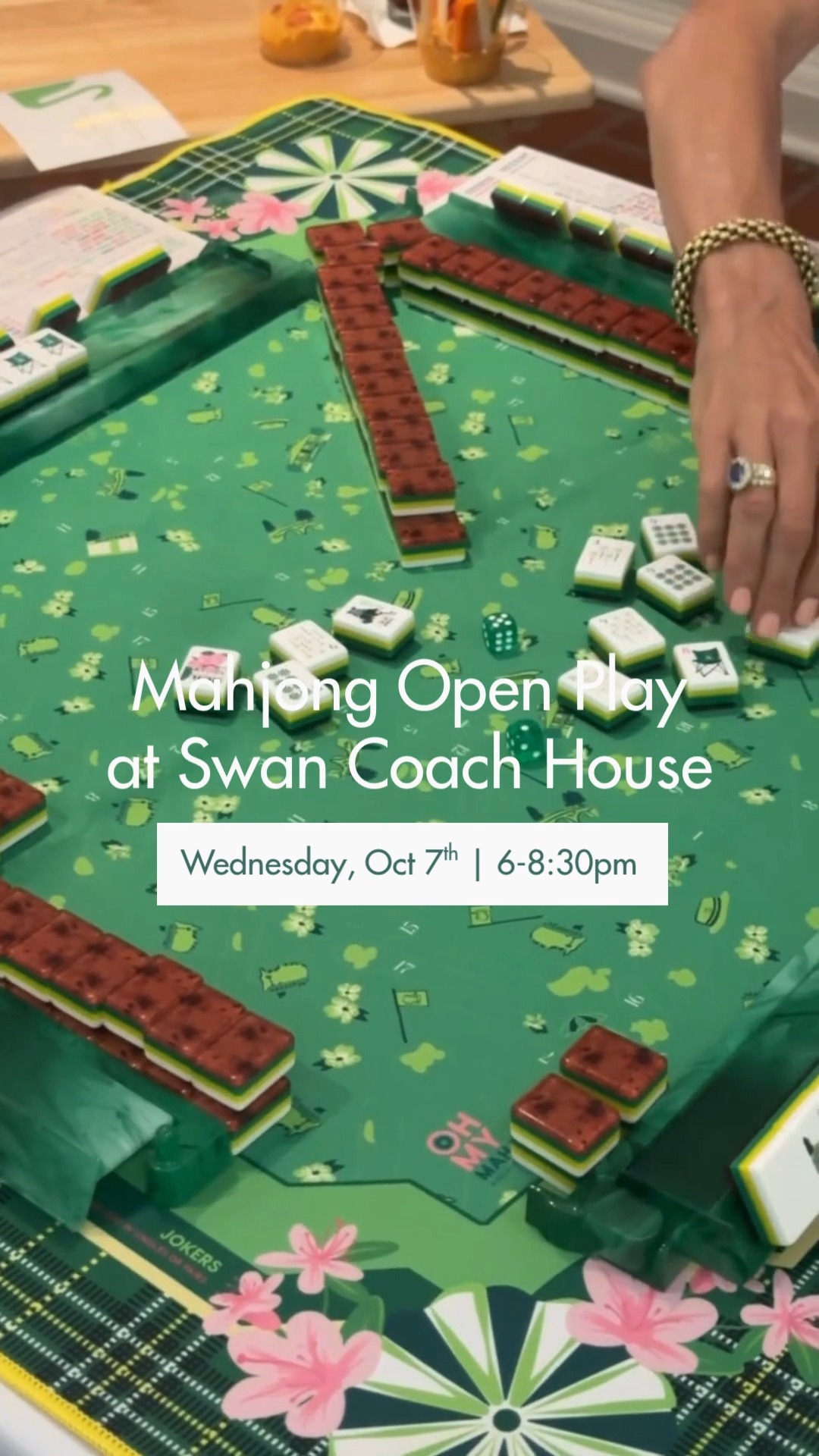 Our kind of afternoon: good food, good friends, and a game of Mahjong.
Join us Wednesday, October 7th from 6-8:30 PM for Mahjong Open Play! Gather your friends and enjoy an evening full of Mahjong, light dinner, and a drink to get the night started.
This is an open play event, so don't forget to bring your own Mahjong sets. We're excited to see you around the table!
Buy your ticket using the link in our bio!