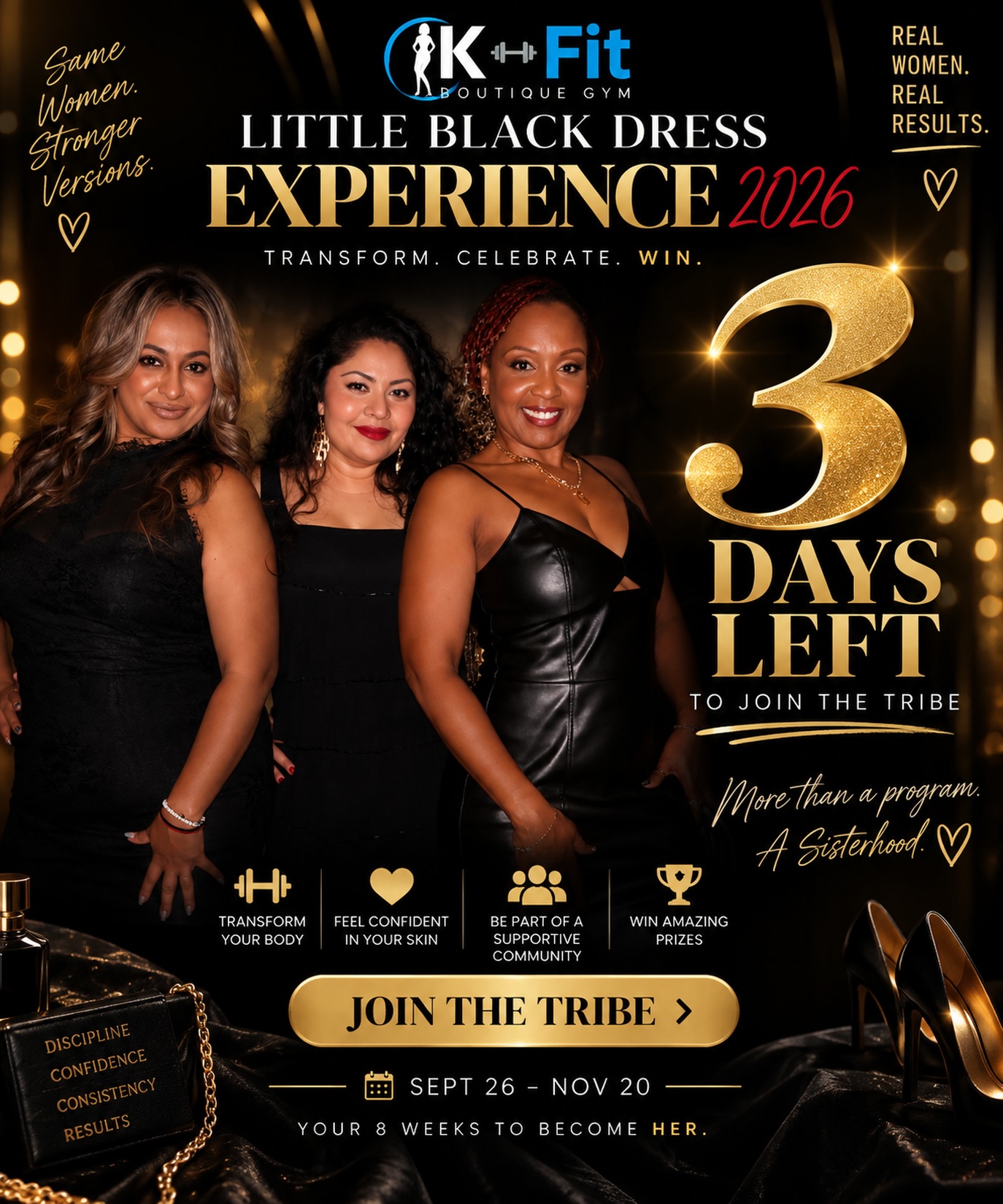 3 DAYS. THAT’S IT. ⏳🖤
Three days left to stop watching from the sidelines and say YES to yourself.
The Little Black Dress Experience is more than 8 weeks of workouts. It’s coaching, accountability, nutrition, community, confidence — and a group of women doing it together.
Your future self doesn’t need another “maybe next time.”
She needs you to start. ✨
🔥 Enrollment closes in 3 DAYS.
🖤 LBD begins September 26
👑 Come transform with the tribe.
DM us “LBD” or hit the link in bio to claim your spot before enrollment closes.