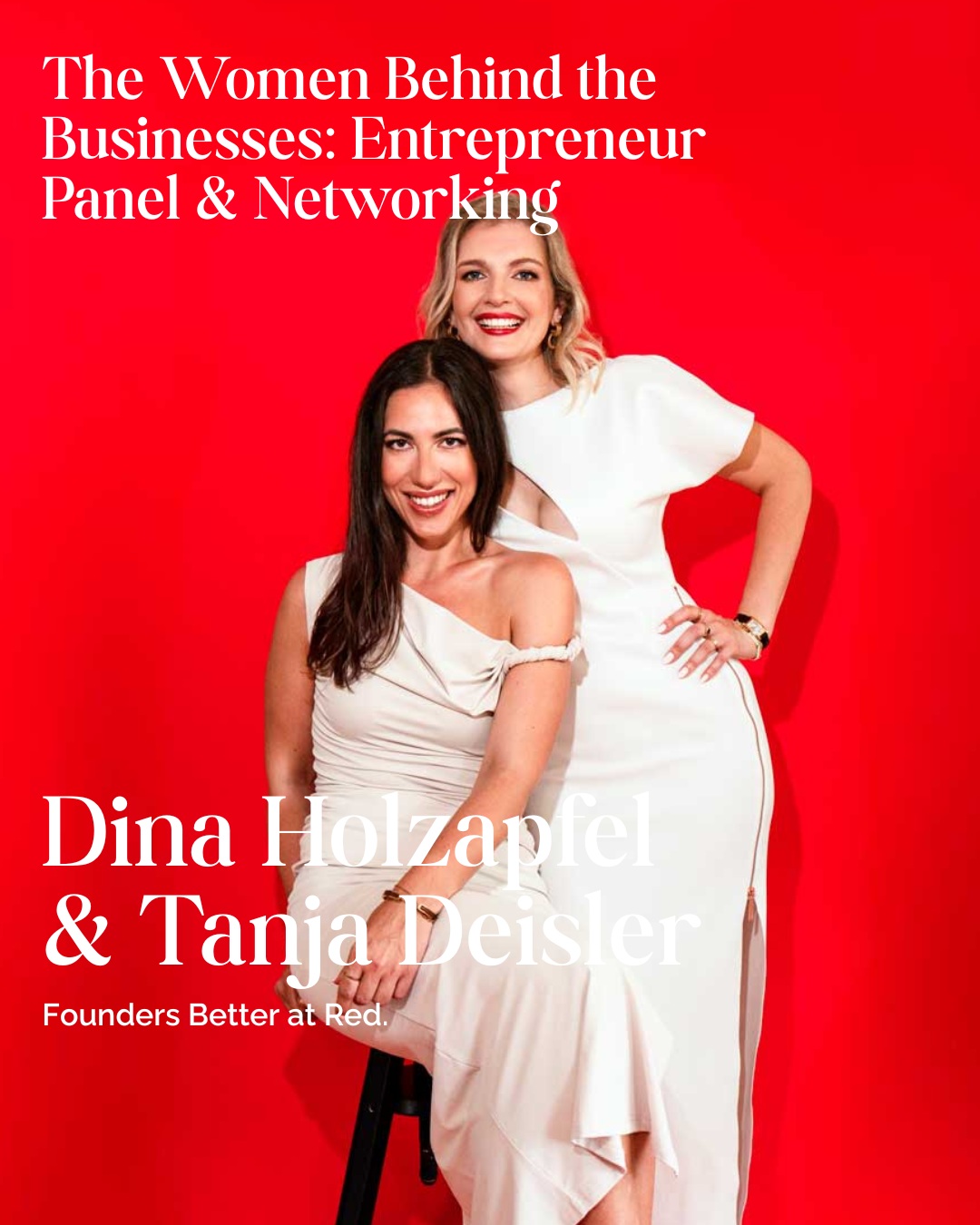 Meet our hosts and speakers Dina & Tanja, founders of @better.at.red
PWG Zurich is excited to be back at Red for an evening with an inspiring panel of women entrepreneurs who'll share their journeys, practical advice, and the lessons they wish they'd known from the start, followed by meaningful networking with like-minded women that could spark your next big idea.
Dina and Tanja bring impressive and very different entrepreneurial journeys. Dina moved from environmental engineering and the energy industry into venture capital and startups, later founding and successfully exiting her first food business. Tanja built her career across consulting and global companies including Accenture, Amazon and Salesforce before taking the leap into entrepreneurship.
Long-time friends turned co-founders, they combined their experience, curiosity and shared passion for wellness to bring an entirely new concept to life opening their first red. studio in Zürich in just six months.