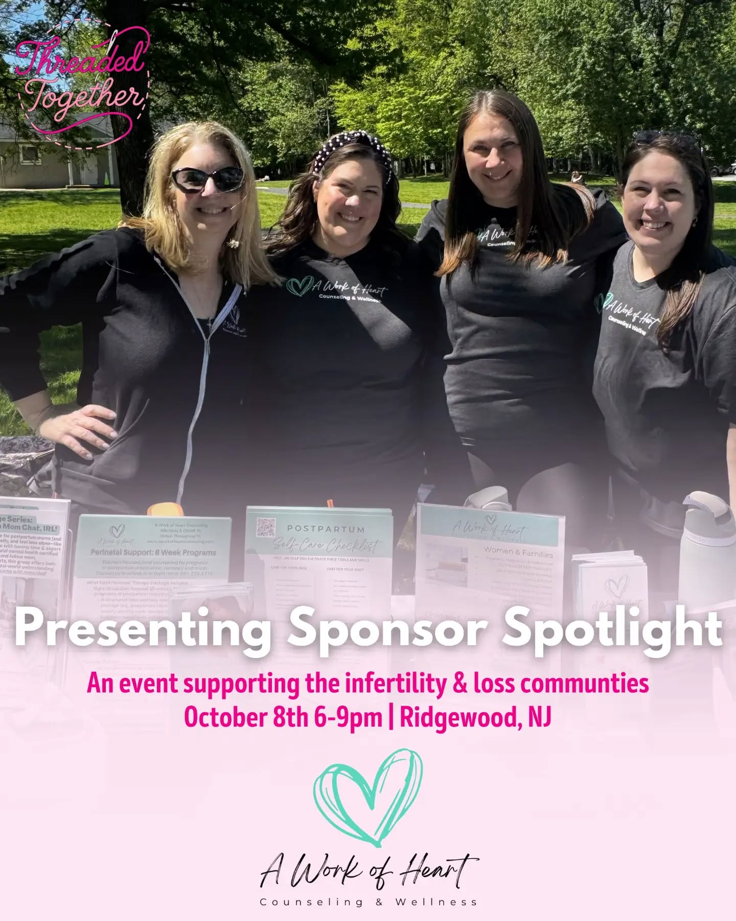 @takingkara.humans and her team at @aworkofheart_counseling have a special way of making people feel seen, supported and less alone. 💗
They help individuals and families navigate infertility, loss, postpartum mental health, parenthood, and the challenges children and adolescents may face. As a parent, I know firsthand how helpful their tools and support can be, and we always love collaborating with their team.
I am so grateful to welcome A Work of Heart back for their second year as a Presenting Sponsor of Threaded Together. On October 8th, Kara will speak about how we can show up for others during grief and discomfort, even when we haven’t experienced the same thing ourselves.
Only 5 seats remain! Tickets are available through the link in our bio. All ticket and raffle sales benefit @griffincaresfoundation and @babyquestgrants.
#ThreadedTogether #InfertilitySupport #PregnancyLossSupport #PerinatalMentalHealth #RidgewoodNJ