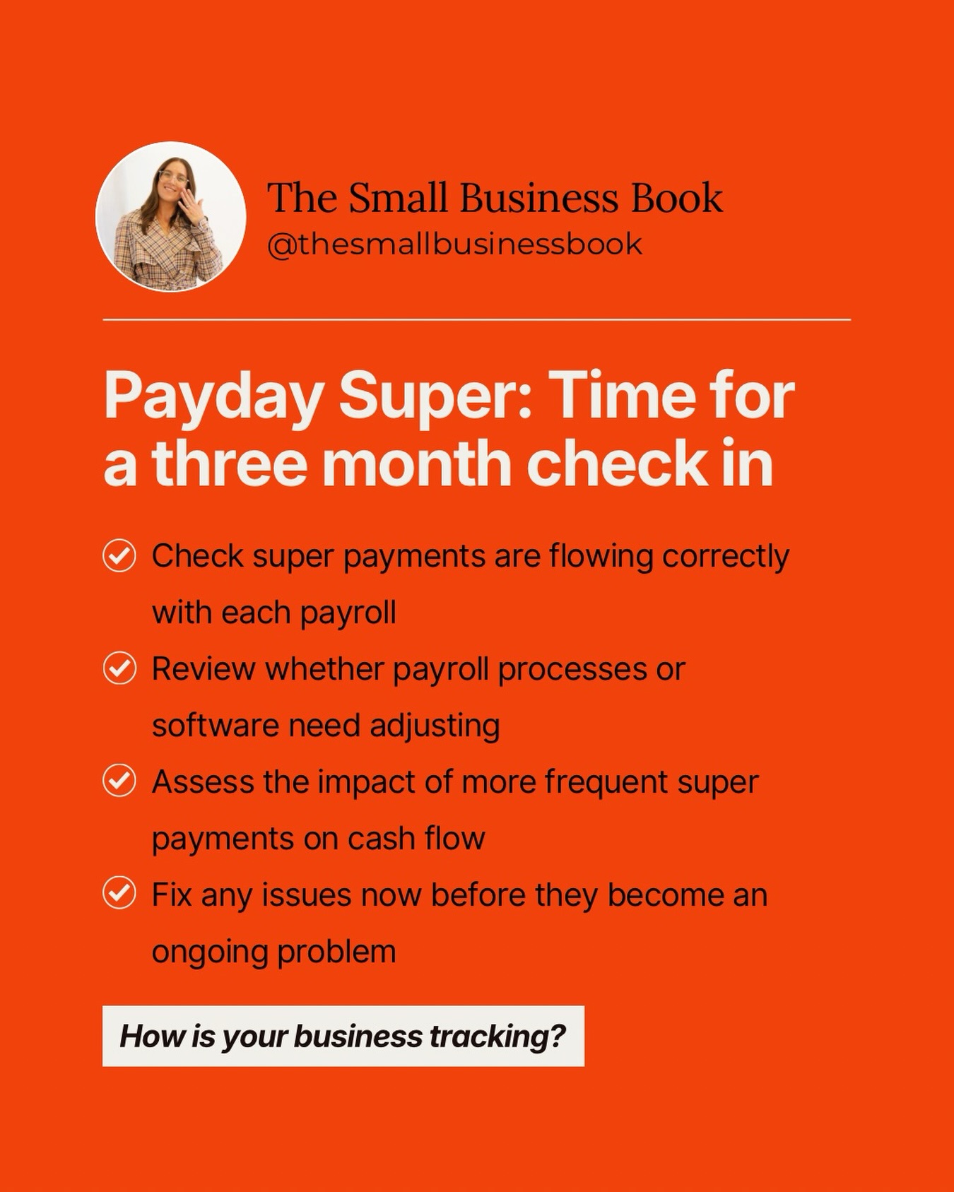 Three months in, now is a good time to check whether your new process is working smoothly.
Use the three month mark to review, refine and automate your process.
Have questions about Payday Super? Drop them in the comments below.
Save this post for later and follow for more practical tax and business finance tips.
.
.
.
#thesmallbusinessbook
#perthbookkeeper
#perthaccountant
#WAbookkeeper
#WAaccountant