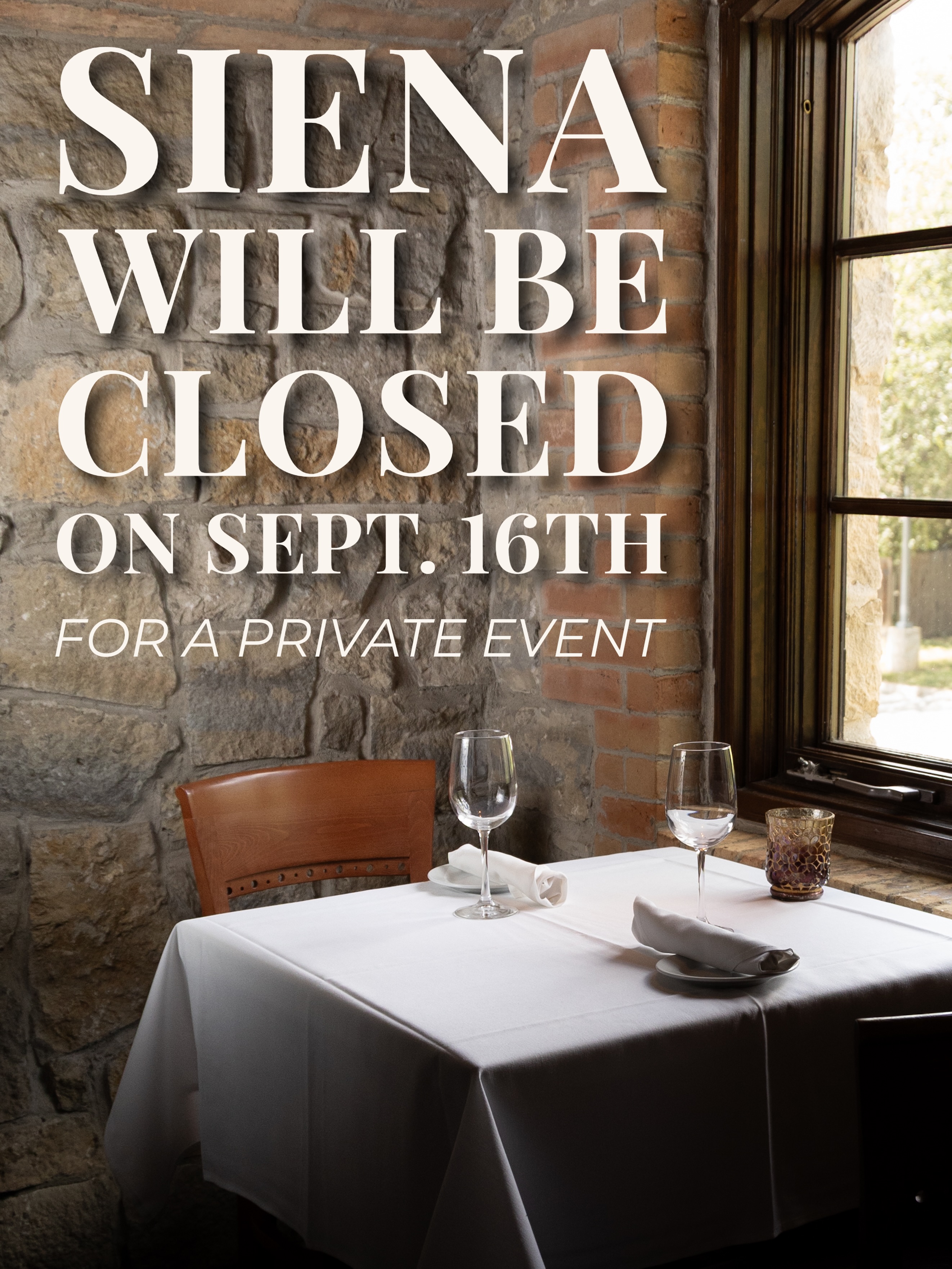 We are honored to be hosting a Wine Dinner on Sept. 16th. It’s the biggest of the year, so we need the entire restaurant. There are still a few tickets left if you are interested. Drop a DM and we’ll get you the info.
