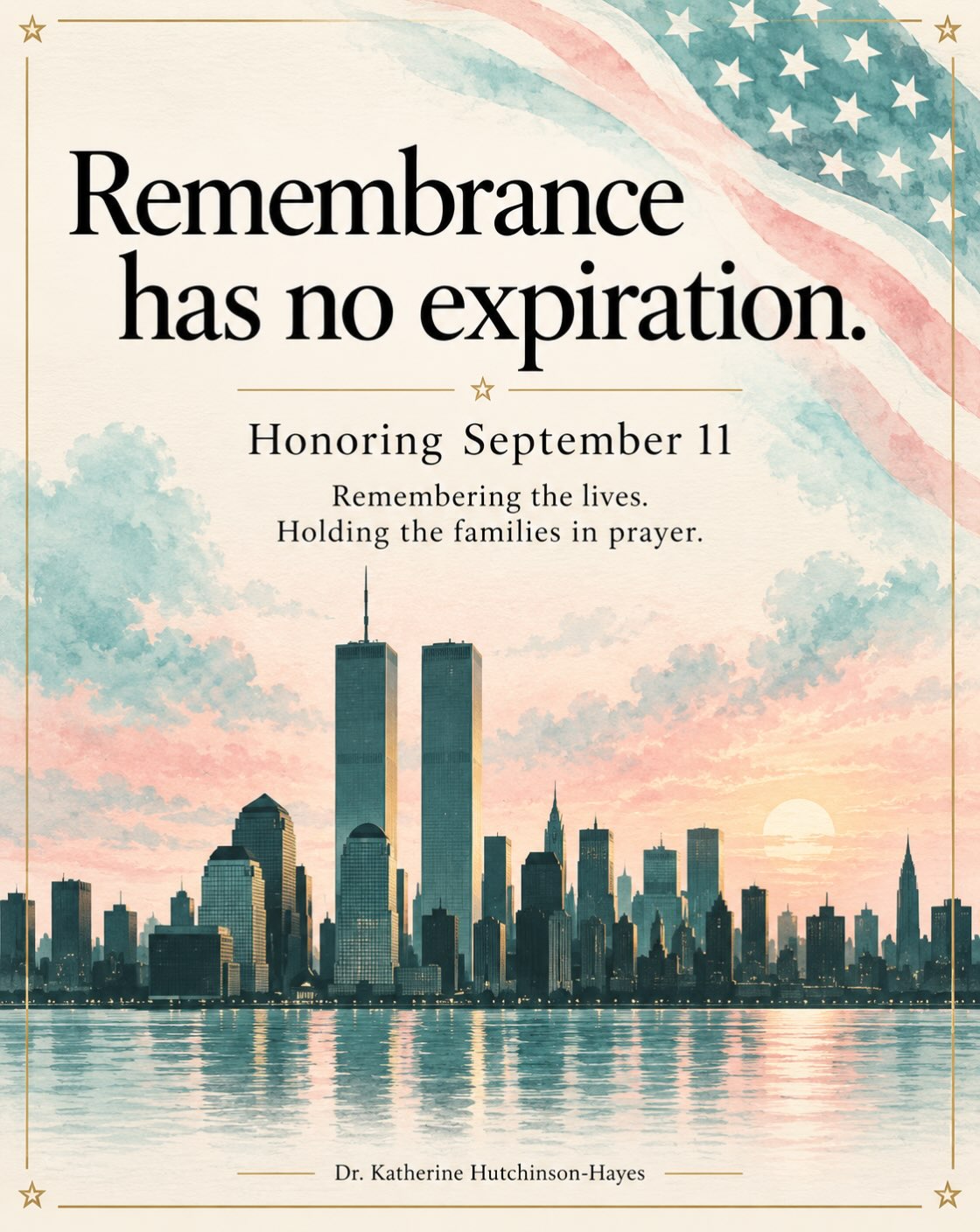 Remembrance has no expiration. 🇺🇸
I’m sharing this a day after September 11, because the lives we remember and the families we hold in prayer matter every day.
After coming to the United States from the United Kingdom, I grew up in New York. The Twin Towers were part of the landscape of my life. Years later, as a teacher, I visited them with my students on field trips. My family and close friends also ate at Windows on the World, the restaurant on the 106th and 107th floors of the North Tower.
Those memories make this loss deeply personal. Places connected to learning, gathering, and ordinary moments with people we loved became part of an unimaginable tragedy.
I remember the lives taken, the courage of first responders, and the families whose grief didn’t end when the world’s attention moved on. I’m grateful for the bravery and compassion that carried people through that day and the years that followed.
May God comfort those still grieving. May we honor their loved ones through the way we care for one another.
🤍 Take a moment today to pray for the families affected, thank a first responder, or offer someone kindness. If you feel comfortable, share a memory or tribute below so we can remember together.
#NeverForget #September11 #WeRemember #HonorTheLives #NewYorkMemories FaithHopeAndLove UnitedInRemembrance