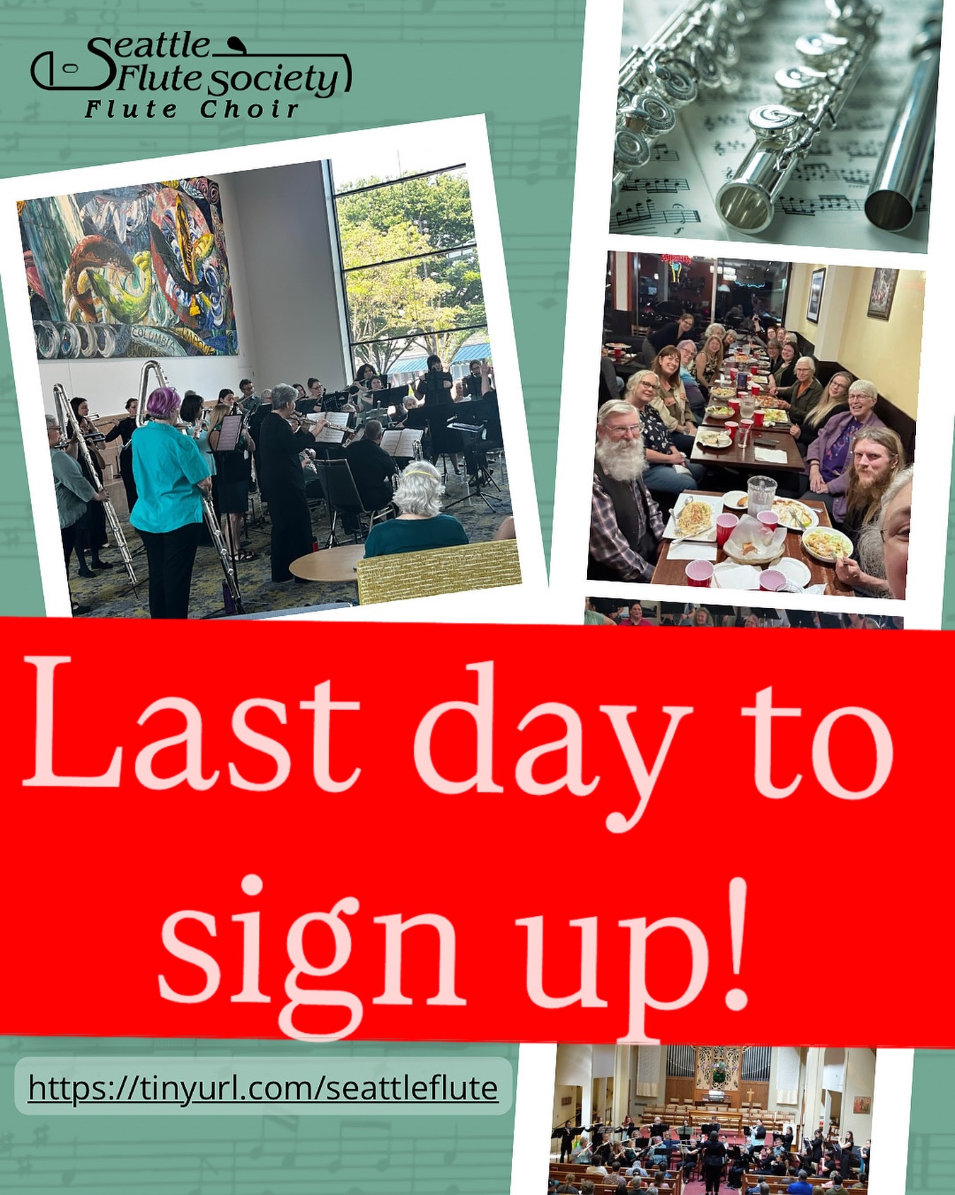 Sign up are closing tonight for the @seattleflutesociety Flute Choir and Youth Flute Choir! Visit tinyurl.com/seattleflute or send me a message for more info! #flute #flutechoir #seattlemusic