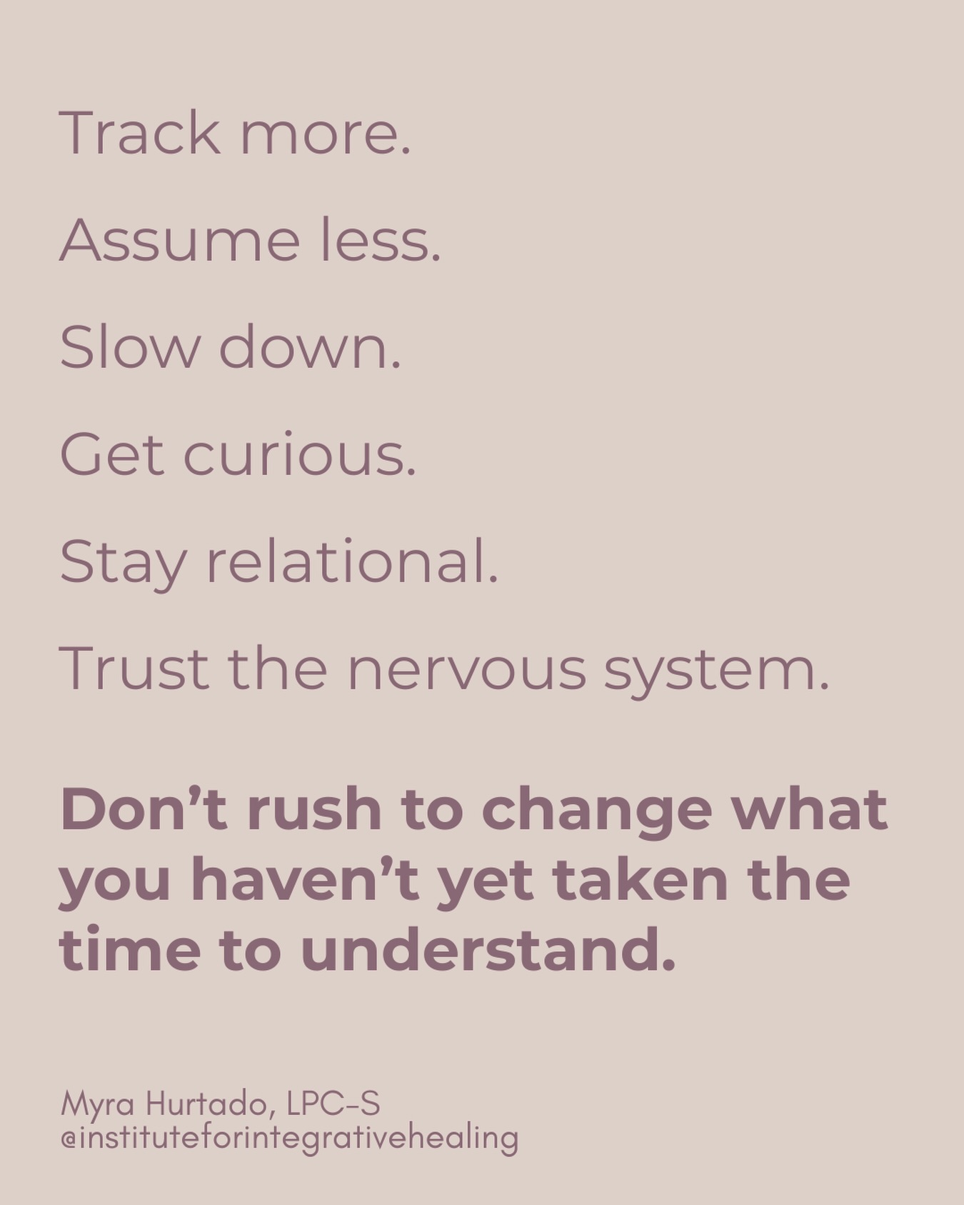 Track more. Assume less. Slow down. Stay relational.
Somatic trauma therapy asks us to understand the nervous system before we rush to change it. That can be tough when we begin to feel pressure to āfix.ā Remember slower is often faster when working with complex trauma.
Which reminder do you need today?
Letās connect! Iād love to hear more about your work. Comment CONNECT below and letās set up a time.
#SomaticTherapy #TraumaTherapist #ClinicalSkills #TherapeuticRelationship #NervousSystem