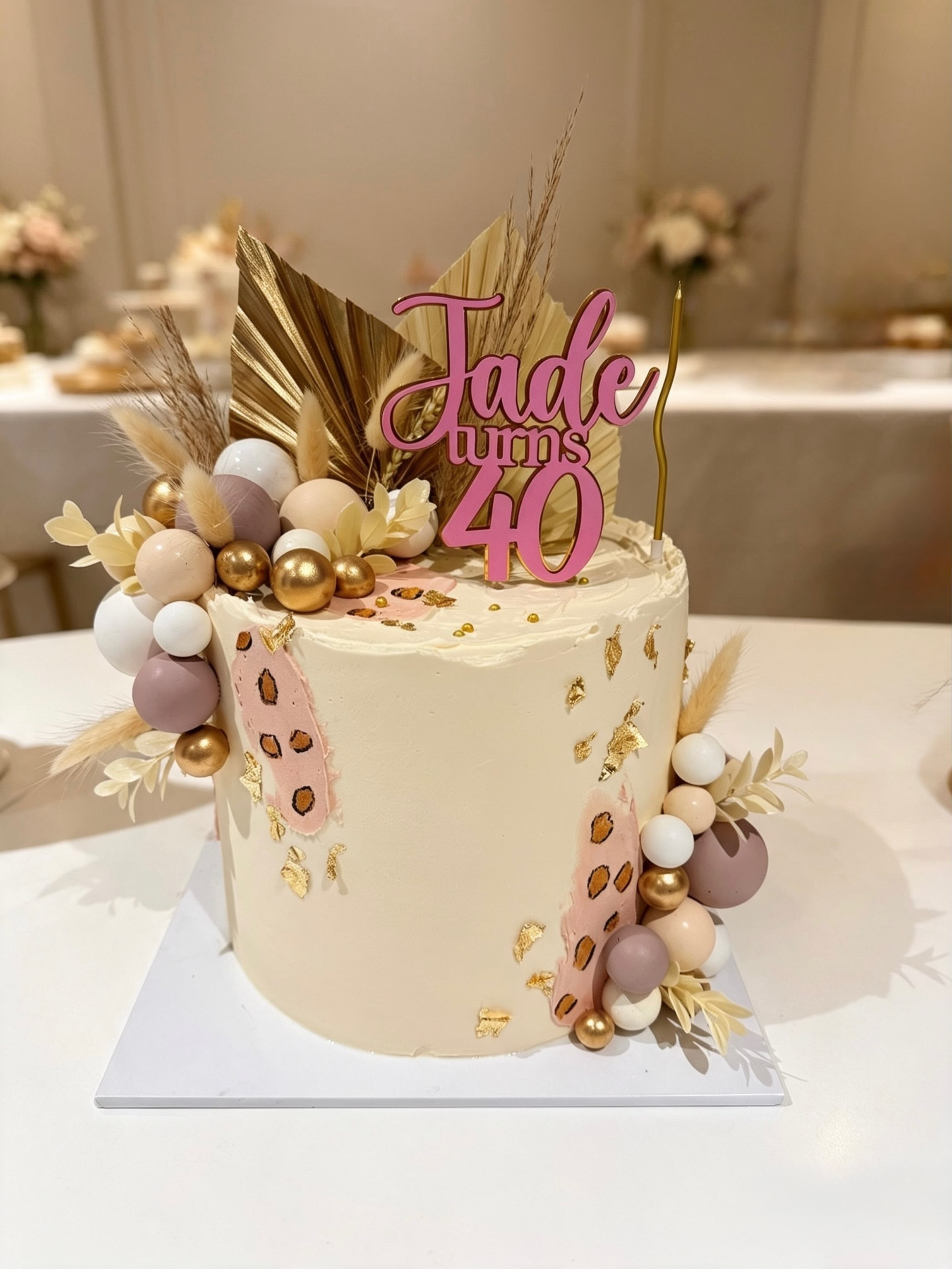 ✨ Jade turns 40! ✨
A gorgeous 40th birthday cake in soft blush pink, ivory & gold, finished with dried florals, gold leaf and the prettiest details. ✨
A special cake for a very special milestone! 🥂🎂💕
Happy 40th Birthday Jade! 🥳💗
Thank you @prettypressedvinyl for toppers 💕
#celebrationcake #40thbirthdaycake #buttercreamcakes #swindoncakes #jadeturns40