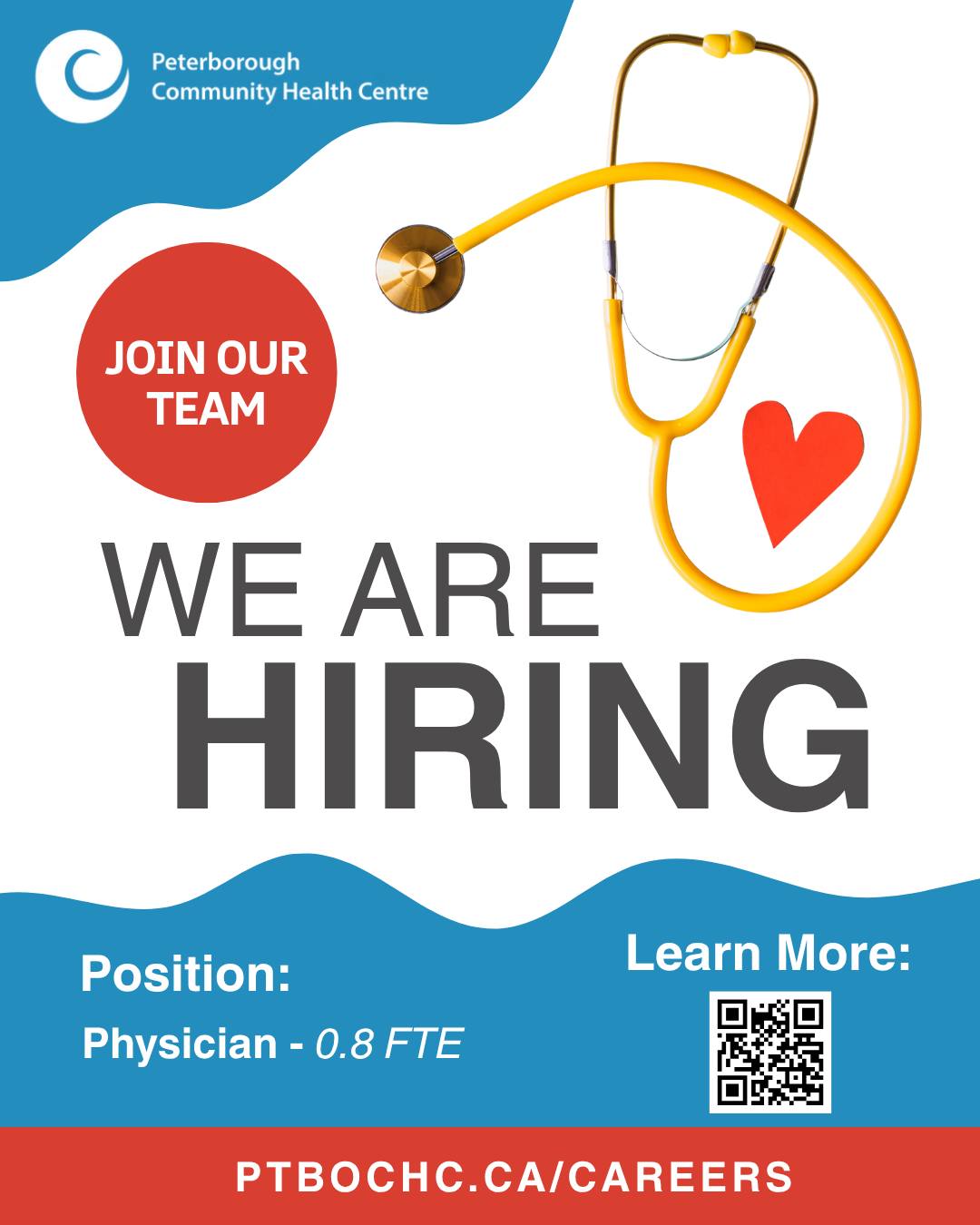 📢 Join a team making a difference!
Peterborough Community Health Centre (PCHC) is hiring a Family Physician to provide accessible, community-based primary care grounded in health equity, social justice, and Indigenous ways of knowing.
Working as part of an interdisciplinary team, the physician will provide comprehensive care, including health promotion, prevention, assessment, treatment, counselling, and education.
🕐 Permanent | 0.8 FTE
📅 Posting open until filled
🔗 View the full posting and apply: ptbochc.ca/careers
#NowHiring #FamilyPhysician #HealthcareJobs #PrimaryCare #PCHC