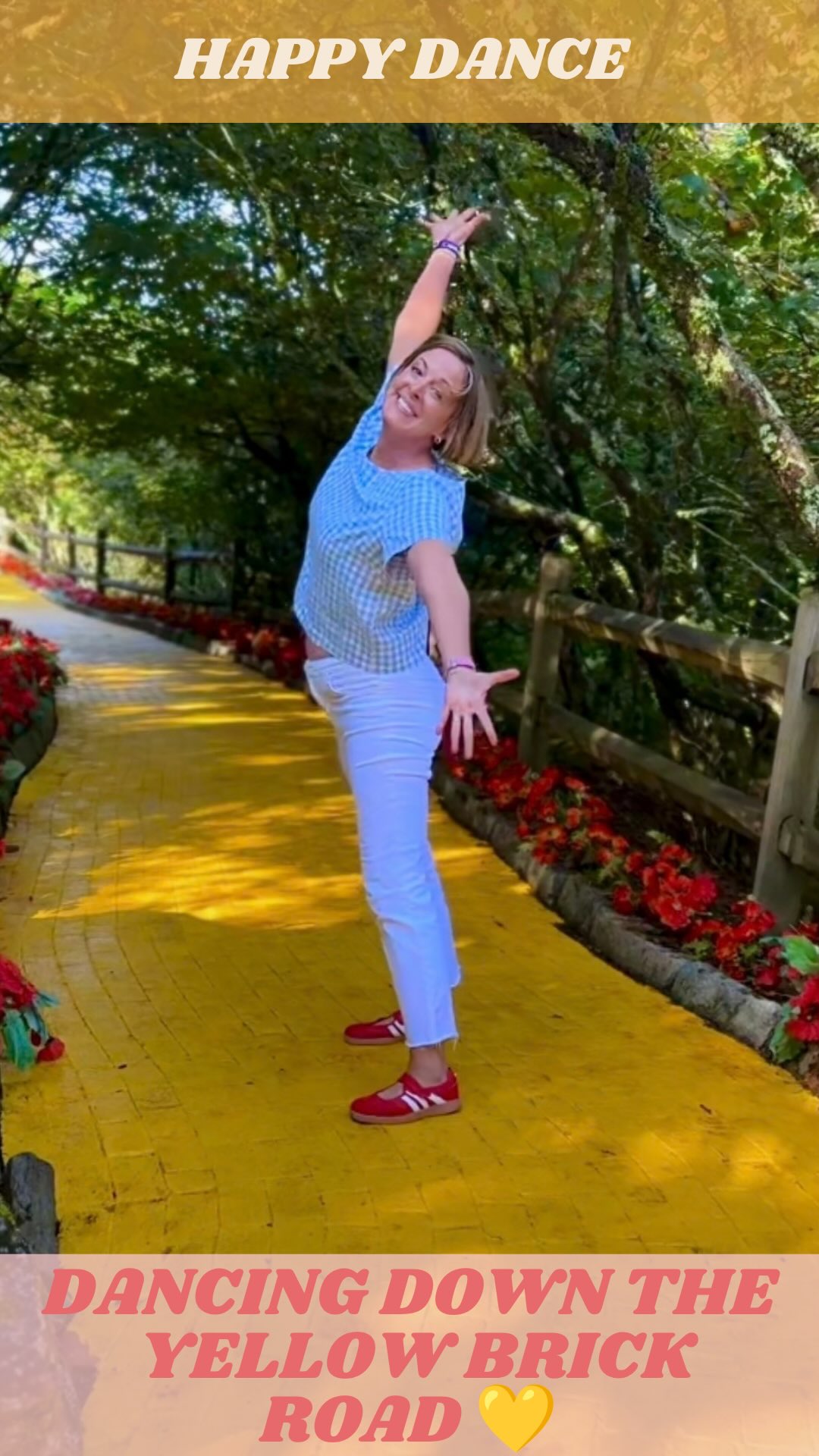 Pinch me. Did I really just recreate the iconic Wizard of Oz skip down the Yellow Brick Road? 🥰 And yes! That’s a REAL yellow brick road! 💛 At 53, I’m still chasing a little magic. 🌈
If you’re a fan of the classic movie, you have to visit @LandofOzNC. It brings the beloved film to life as you travel from the Gale farmhouse and tornado through Munchkinland and meet the Wicked Witch, Scarecrow, Tin Man and Lion along the way.
With singing and dancing all along the Yellow Brick Road, it’s a truly immersive experience.
Toto, I have a feeling I’ll be coming back. 😉💚
How many times have you seen the Wizard of Oz?
#WizardOfOz #YellowBrickRoad #LandOfOzNC #WomenOver50 #HappyDance