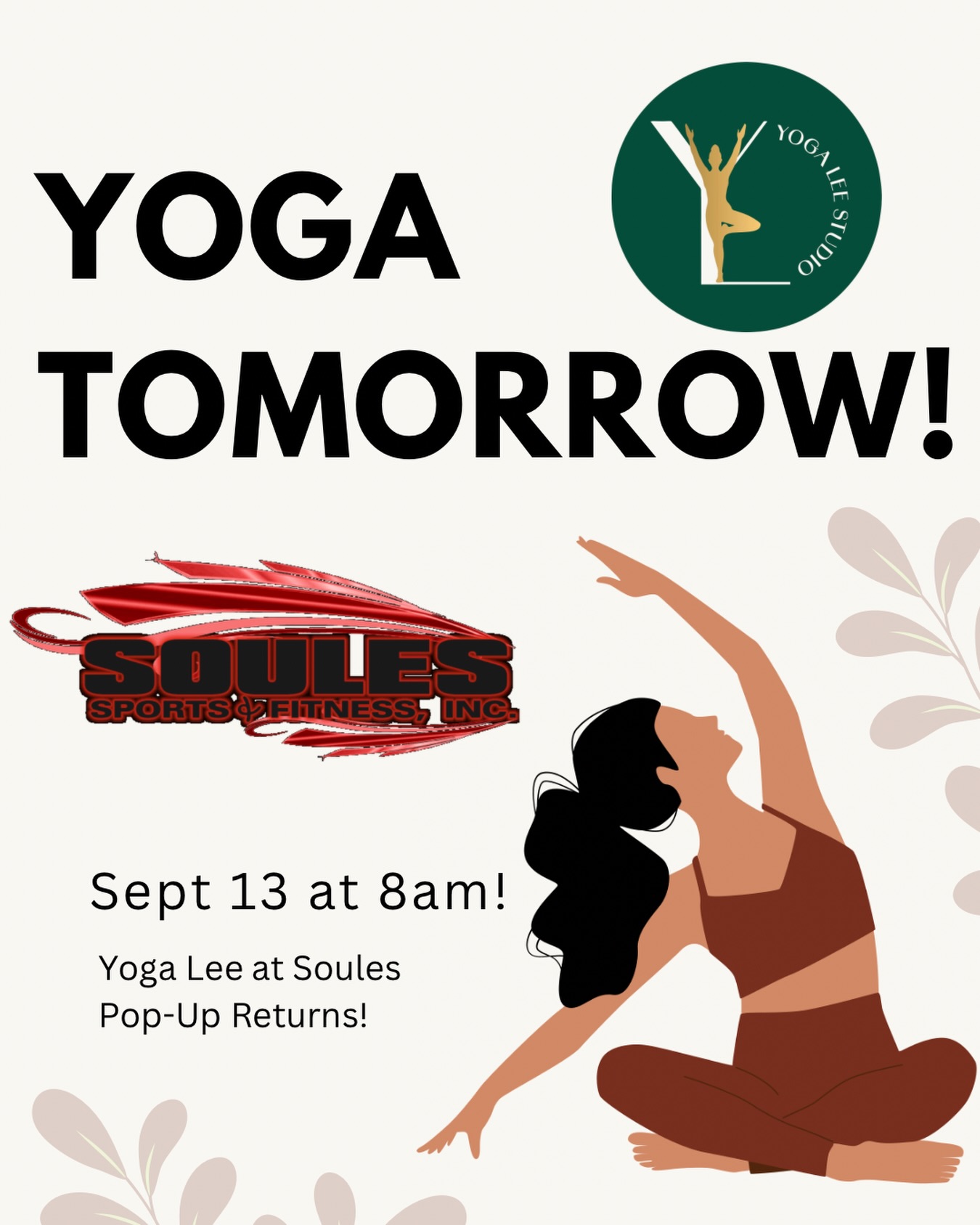 Reminder! We have another yoga pop-up tomorrow at Soules with the amazing Yoga Lee team!
Don’t miss this awesome yoga class at 8am!!
#intheberkshires #together #soulesfitness #yogalee #wehavefun