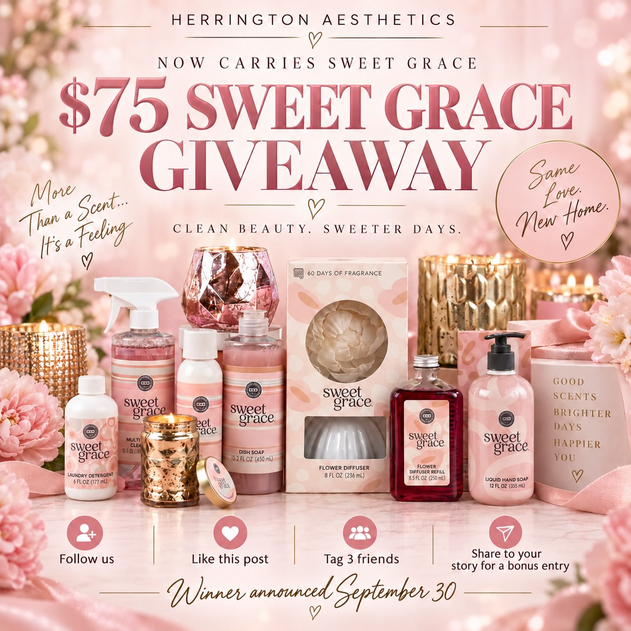 Sweet Grace giveaway!
1.Follow us
2.Like this post
3.Tag 3 friends
4.Share on your story for extra entry
Winner announced September 30th