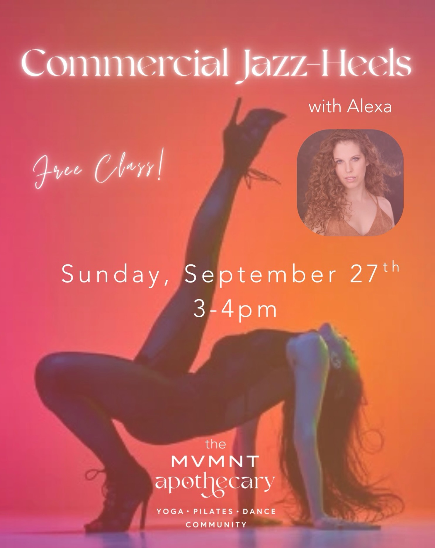 ✨Free class!✨
Commercial Jazz with Alexa 👠
📆 Sunday, September 27th 3-4pm
Bring your heels and your confidence! This beginner-friendly Commercial Jazz class, inspired by music videos, combines fun, high-energy choreography with jazz technique, musicality, and bold performance. Learn stylish routines in a welcoming, supportive environment while building confidence and performance skills.
*Heels are recommended but not required.*
Let’s get sexy! 💃
📍 The Movement Apothecary
#commercialjazz #jazzdance #fortcollinsdance #themovementapothecary #jointhemovement