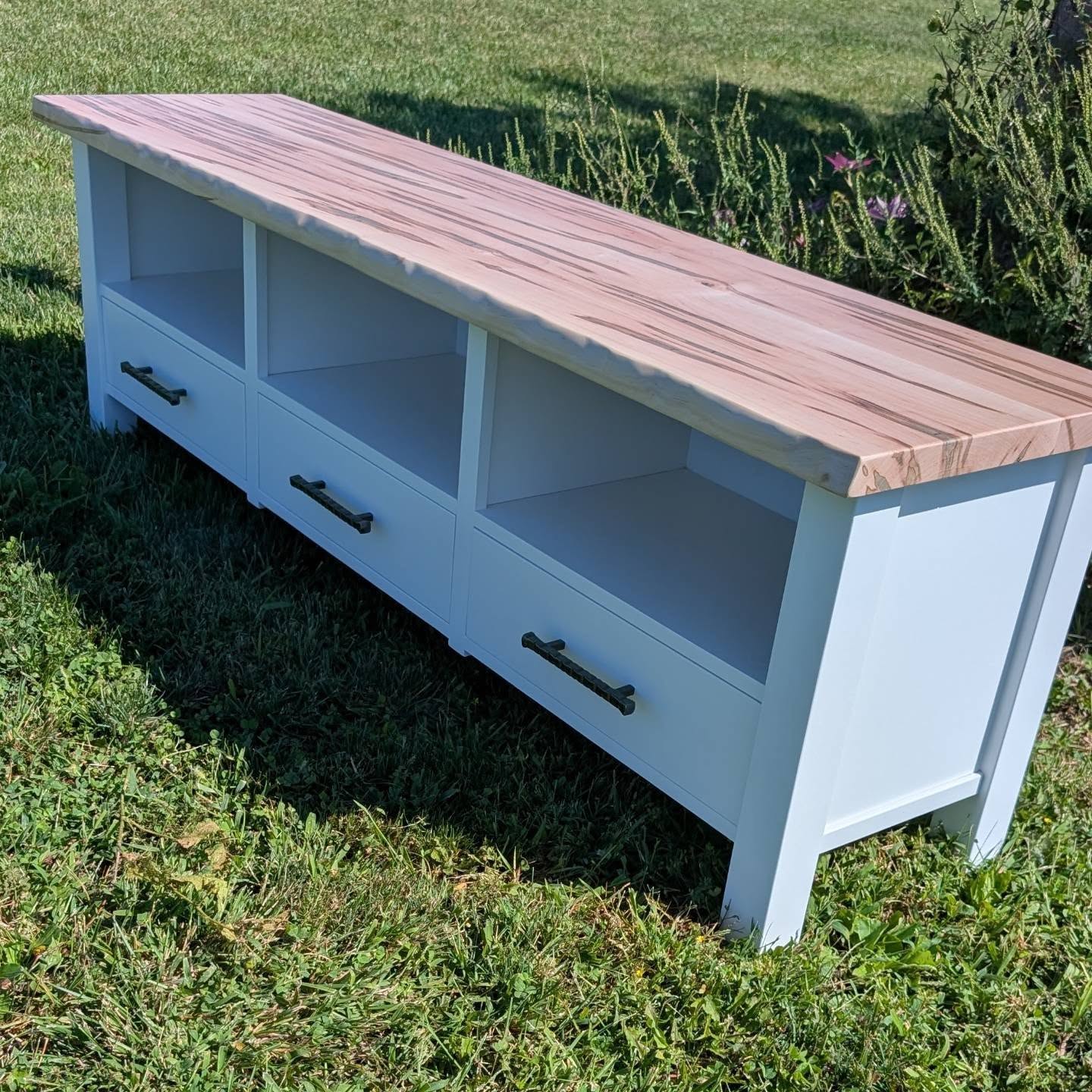 Ambrosia Maple TV cabinet custom commissioned unit we just completed and delivered. #customfurniture #homedecor #interiordesign #modernfarmhouse #liveedgefurniture madeinvirginia ahenandoahvalley entertainmentcenter mountainfallsmillwork livingroomdecor
