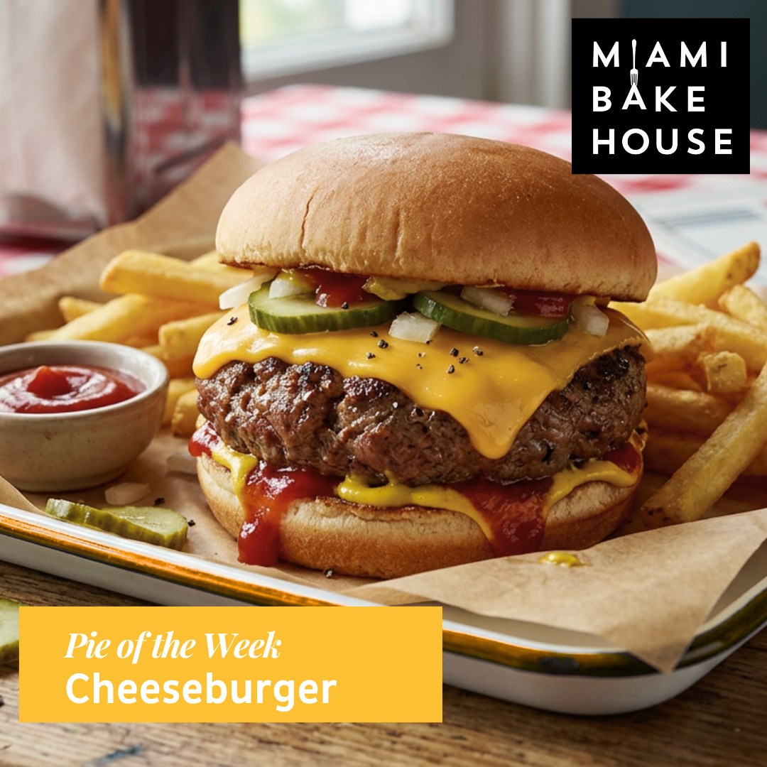 Your favourite cheeseburger just got a golden, flaky Miami Bakehouse makeover!
Packed with premium beef mince, melted cheese, crunchy pickles, tomato sauce and American mustard, this is everything you love about a classic cheeseburger - wrapped up in our signature flaky pastry.
Available from 8 September! Get in quick and grab yours before this week's favourite is gone!
#MiamiBakhouse #Pieoftheweek #CheeseburgerPie #Pies #PerthFood #Awardwinningbakery #Awardwinning