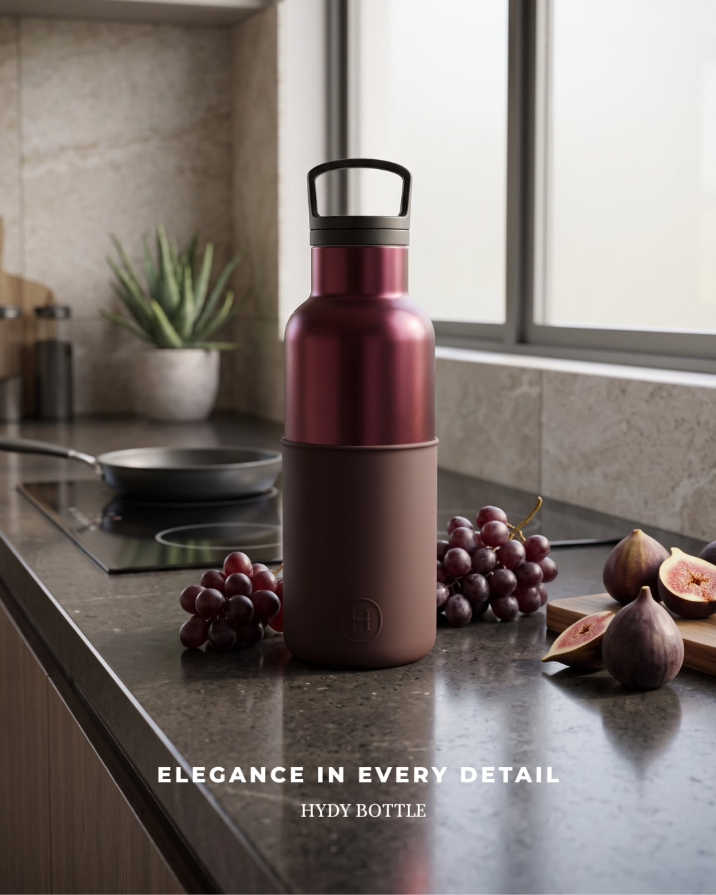 Our deep burgundy HYDY reusable water bottle seamlessly blends luxury design with everyday functionality. Keep your infusion chilled while preparing fresh, healthy ingredients for the day. Make conscious choices look effortlessly stylish.
#KitchenAesthetic #HYDY #SustainableLiving #HomeVibes #LuxuryEco