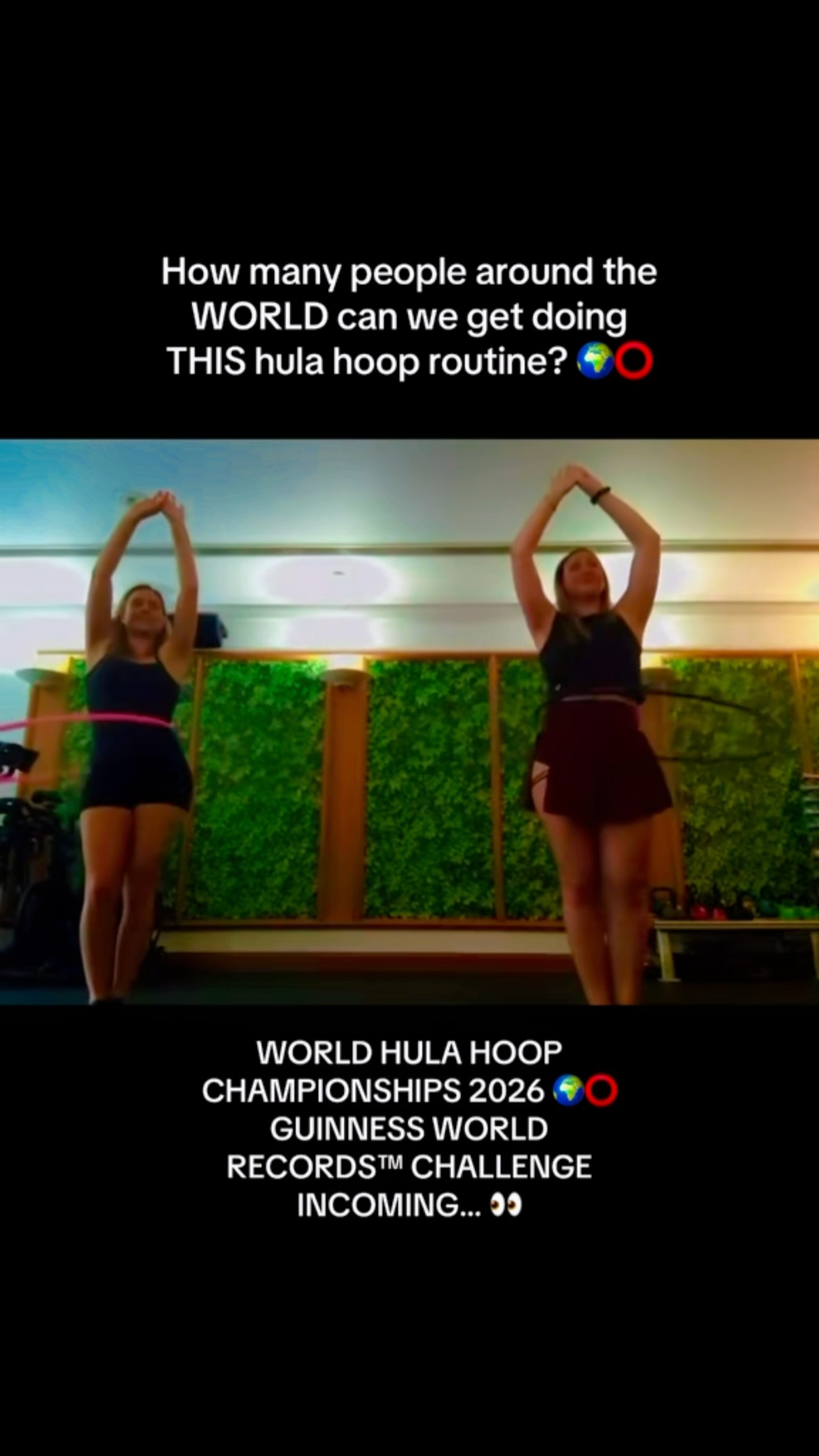 This is getting BIG 👀🌍⭕️
Claire and I have been working on the official routine for the World Hula Hoop Championships 2026… and soon we’ll be putting it out there for YOU to learn too!
The idea? One routine. Hoopers of all ages and abilities. From all over the world. 🌍
And there’s something else in the pipeline…
A Guinness World Records™ challenge 👀
More on that VERY soon.
For now… who’s learning this routine with us?!