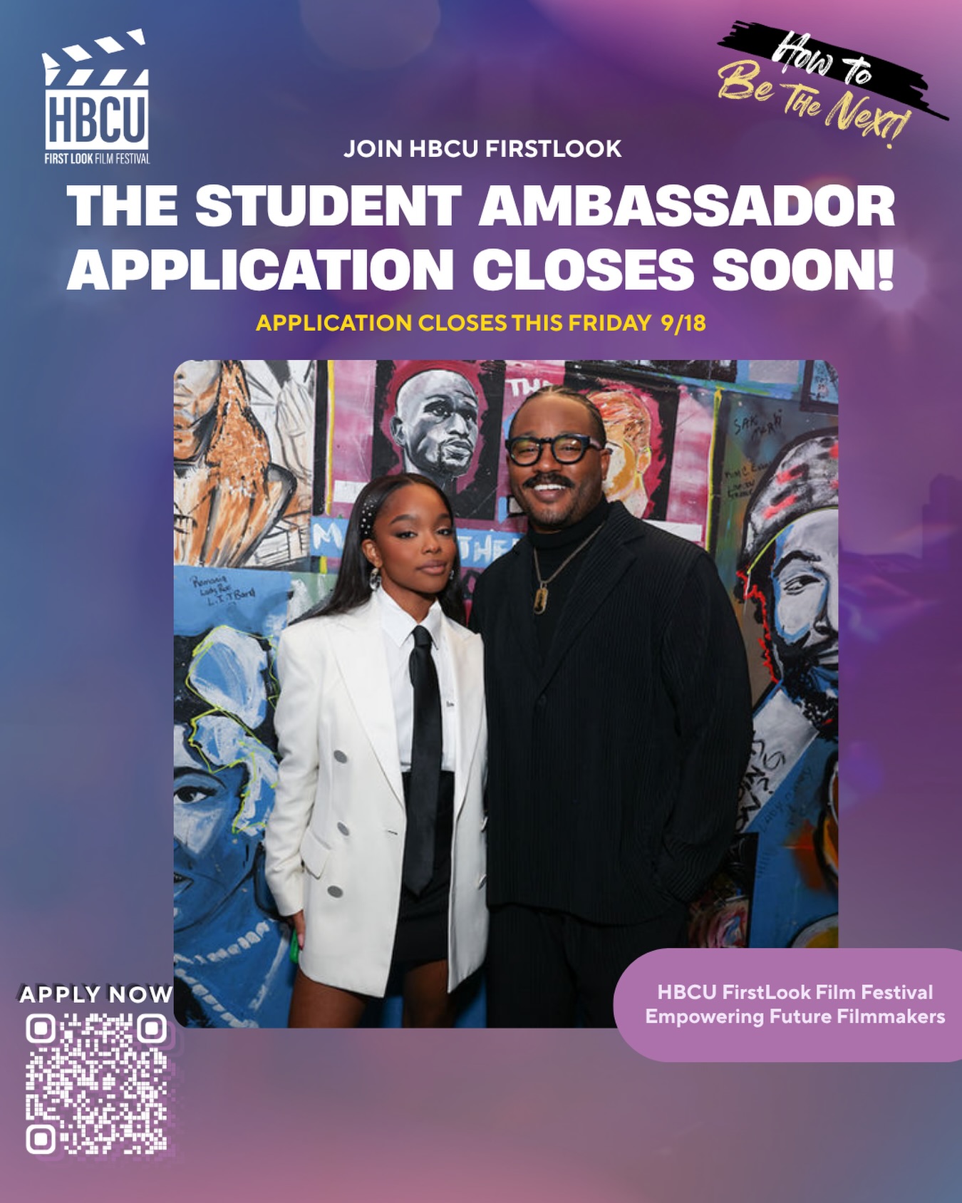 â° LAST CALL â°
Your campus. Your community. Your voice. Your opportunity to be part of whatâs next.
Join our Student Ambassador Program and help bring HBCU cinema to your campus, amplify the stories that matter, and rally your community around the celebration.
âźď¸Application Deadline: THIS FRIDAY, SEPTEMBER 18.âźď¸
Donât sit this one out. Step up. Show up. BE the next.
#HowToBeTheNext #HBCU #StudentAmbassador #HBCUFL