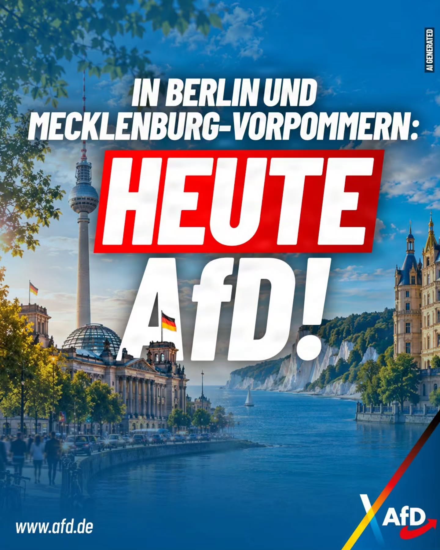 Heute ist Wahltag in Mecklenburg-Vorpommern & Berlin!
⏰ Aufstehen
☕️ Kaffee trinken
💙 AfD wählen
🇩🇪 Geschichte schreiben
@afd.bund
