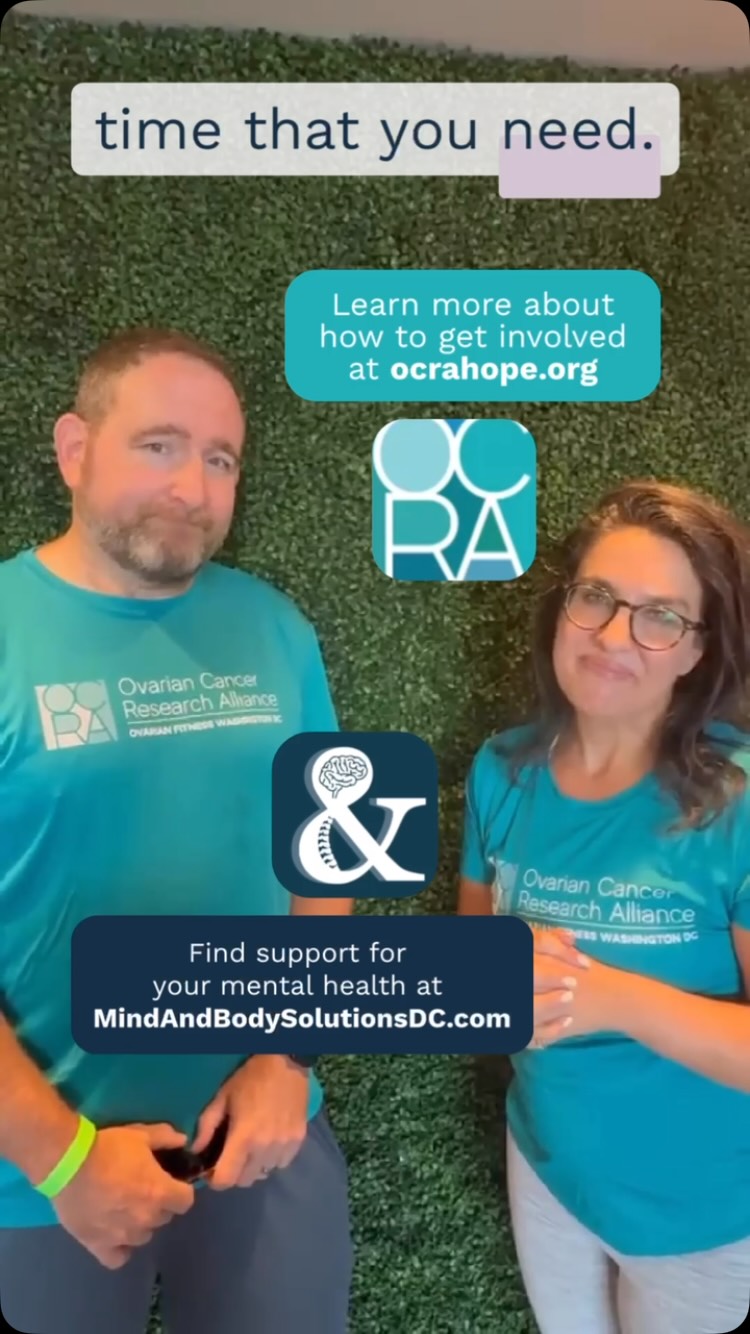 Caring for someone through a serious illness means caring for more than a diagnosis. 💙
This weekend, Dona had the opportunity to connect with Chad Ramsey, Vice President of Policy at the Ovarian Cancer Research Alliance (OCRA), at OCRA’s event at VIDA Fitness in Washington, DC.
Organizations like OCRA are working to advance research, advocate for patients, and connect people with resources throughout their cancer experience. And alongside that work, mental health support can provide space to process the fear, uncertainty, grief, changing relationships, and emotional weight that can accompany a cancer diagnosis or other long-term illness.
We’re grateful for opportunities like this to build connections across our DC community and remind people that support can come from many places. You don’t have to navigate the physical or emotional pieces alone. 💙
#OvarianCancerAwareness #OvarianCancerResearch #MentalHealthSupport #DCWellness #MindAndBodySolutionsDC