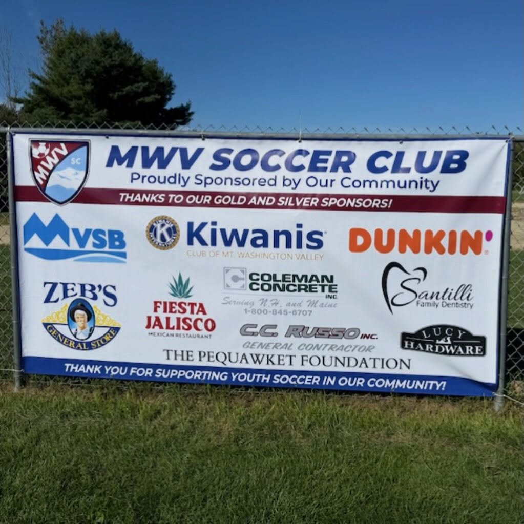 A huge thank you to our Gold and Silver Sponsors for supporting MWV Soccer Club and helping make youth soccer possible in our community! ⚽💙❤️
⚽ MVSB
⚽ Kiwanis Club of Mt. Washington Valley
⚽ Dunkin’
⚽ Zeb’s General Store
⚽ Fiesta Jalisco
⚽ Coleman Concrete
⚽ Santilli Family Dentistry
⚽ C.C. Russo Inc.
⚽ Lucy Hardware
⚽ The Pequawket Foundation
We’re incredibly grateful for your support of our players, families, and the entire MWVSC community. Thank you for helping us continue to grow youth soccer throughout the Mount Washington Valley! 🙌
#MWVSC #ThankYouSponsors #YouthSoccer #CommunitySupport #MountWashingtonValley #WeAreMWV