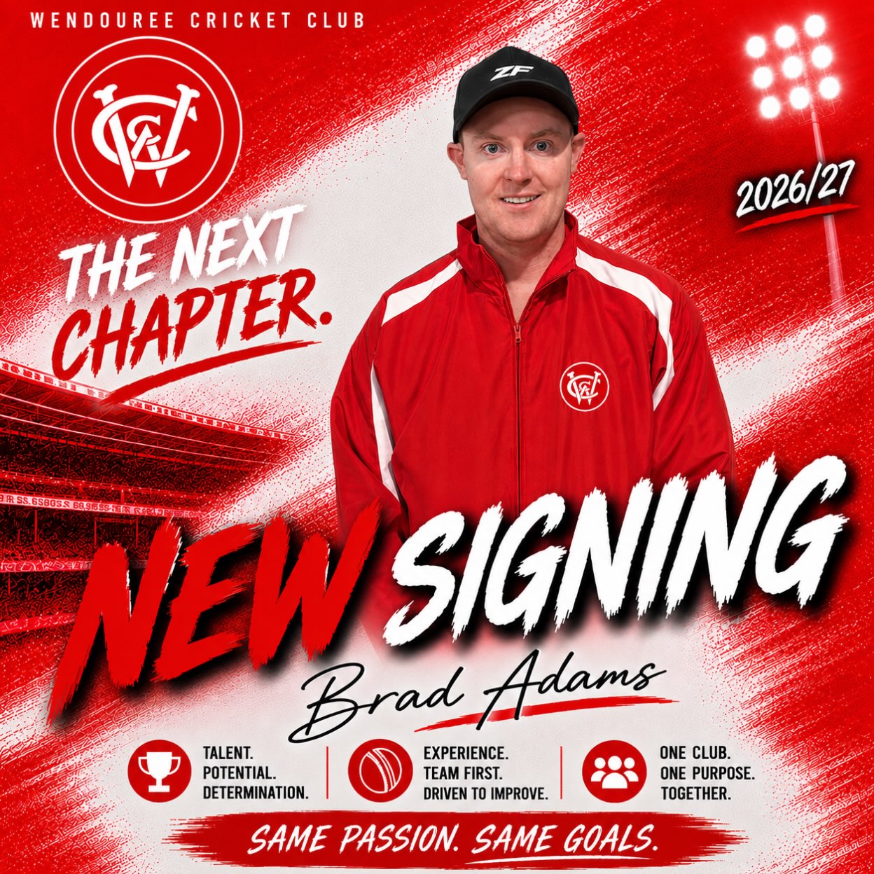 🏏 NEW SIGNING | BRAD ADAMS 🏏
Wendouree Cricket Club is excited to welcome Brad Adams to the Red Caps for season 2026/27, joining us from Lexton Cricket Club! ❤️🤍
Brad brings plenty of experience to the club, including previous Ballarat Cricket Association experience, and will add valuable depth and leadership to our playing group.
We’re looking forward to seeing what Brad can bring both on and off the field as he begins the next chapter of his cricket journey at Wendouree.
Most importantly, we’re delighted to welcome the whole Adams family to the club — Brad, Emily, Ollie, Noah and Layla. We hope you all enjoy being part of the Red Caps family!
Welcome to Wendouree, Brad! 🔴⚪
THE NEXT CHAPTER.
SAME PASSION. SAME GOALS.
#RedCaps #TheNextChapter #WendoureeCC #NewSigning #Season202627