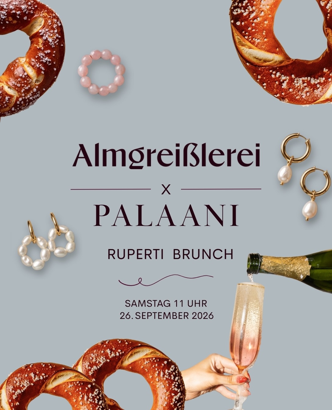 ALMGREISSLEREI x PALAANI RUPERTI SPECIAL 🥨💛
Ruperti gehört gefeiert. Finden wir zumindest.
Deshalb machen wir am 26. September ab 11 Uhr gemeinsame Sache mit PALAANI und ihrer neuen DIRNDL Collection. Dazu gibt’s Weißwurstfrühstück & unser Greißlerei Ruperti Frühstück und natürlich Sprudel, Café, Matcha & Musik.