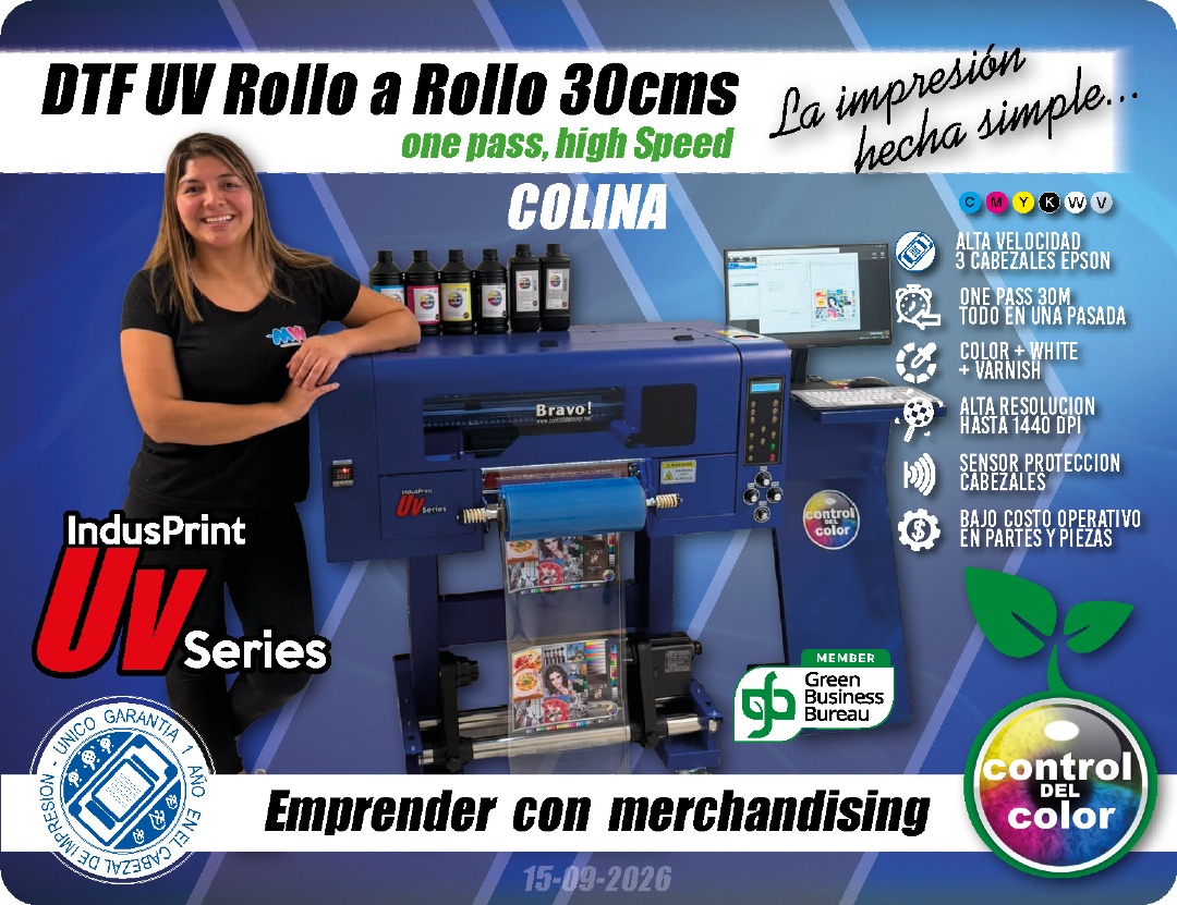 📍 En COLINA— nueva instalación entregada 🎉
Así se ve un emprendimiento que arranca en grande 👊
Instalamos una IndusPrint UV Series 30 cm rollo a rollo, la DTF UV one pass que imprime color + blanco + barniz en una sola pasada.
⚡ 3 cabezales Epson — alta velocidad
🎞️ Hasta 30 m de impresión continua
🎯 Resolución hasta 1440 dpi
🛡️ Sensor de protección de cabezales
💸 Bajo costo operativo en partes y piezas
✅ Garantía de 1 año en el cabezal (único en el mercado)
Stickers UV, etiquetas, merchandising, decoración de vasos, termos, agendas… todo desde tu propio taller y sin planchado.
La impresión hecha simple. 🌈
Gracias por la confianza 🙌 ¡Que sea el inicio de un gran negocio!
📲 ¿Quieres el tuyo?
📲 Búscanos en redes como @controldelcolor o en 🌐 www.controldelcolor.net
👨💼 Asesor gráfico:
Manuel Gutiérrez
📱 WhatsApp +56 9 3283 8851
#ControlDelColor #DTFUV #ImpresiónUV #Iquique #Emprendimiento #Merchandising #StickersUV #IndusPrint #PrintingChile #NegocioPropio #ImpresiónDigital #EmprenderEnChile