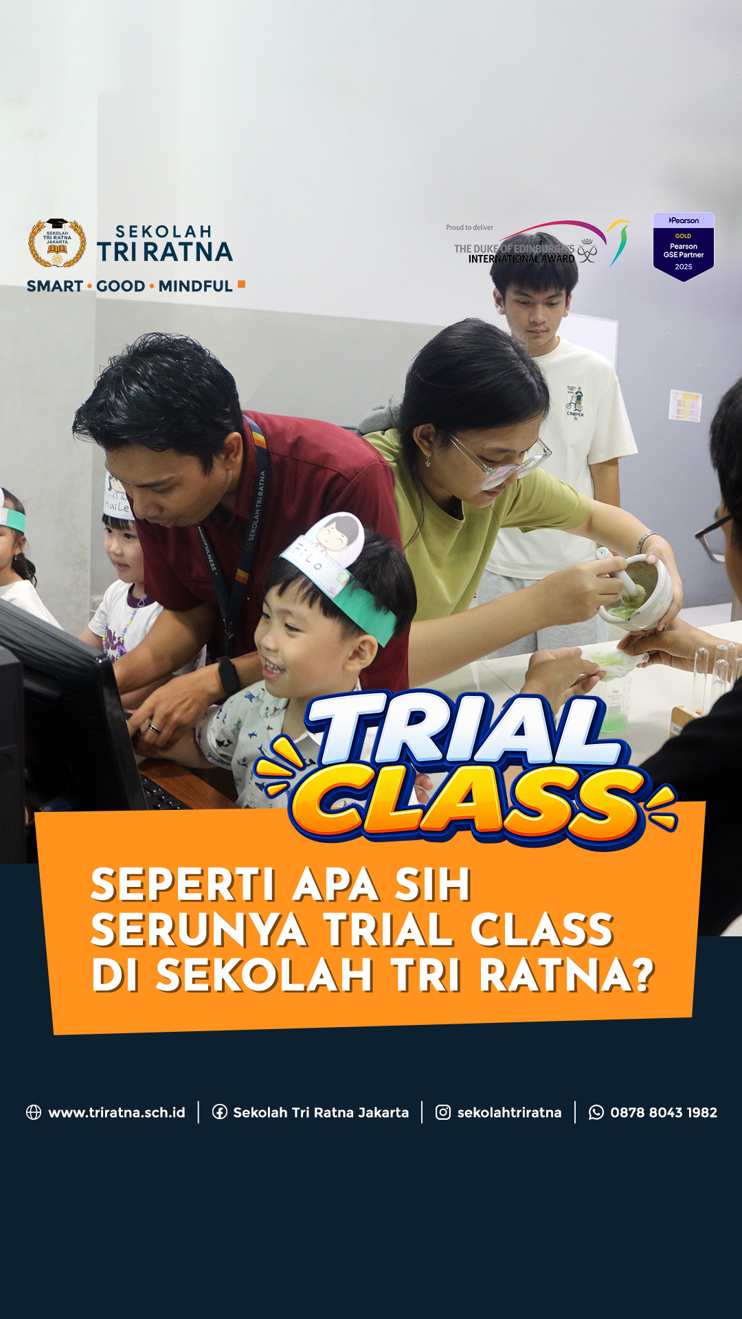 Serunya Trial Class Sekolah Tri Ratna!
Dari TK, SD, SMP, SMA hingga SMK, para calon siswa berkesempatan merasakan langsung pengalaman belajar di Tri Ratna.
Mulai dari aktivitas seru, eksplorasi, kreativitas, berinteraksi bersama teman, hingga mengenal lingkungan sekolah.
Dan yang paling ditunggu…mencicipi menu vegetarian yang lezat dan bergizi!
Senyum, tawa, rasa penasaran, dan semangat belajar menjadi cerita indah dalam kegiatan Trial Class kali ini.
Terima kasih untuk semua calon siswa dan orang tua yang sudah hadir!
Kami tunggu yaa di tahun ajaran baru dalam pembelajaran di Sekolah Tri Ratna!
Pendaftaran:
🔗 https://psb.triratnaschool.sch.id/
☎️ +62878-8043-1982
Segera daftar dan manfaatkan Potongan Jutaan Rupiah!! dan Kemudahan Pembayaran yang Fleksibel
SMART • GOOD • MINDFUL
#sekolahjakarta #sekolahbuddhajakarta #sekolahtriratna #sekolahjakartabarat #sekolah
