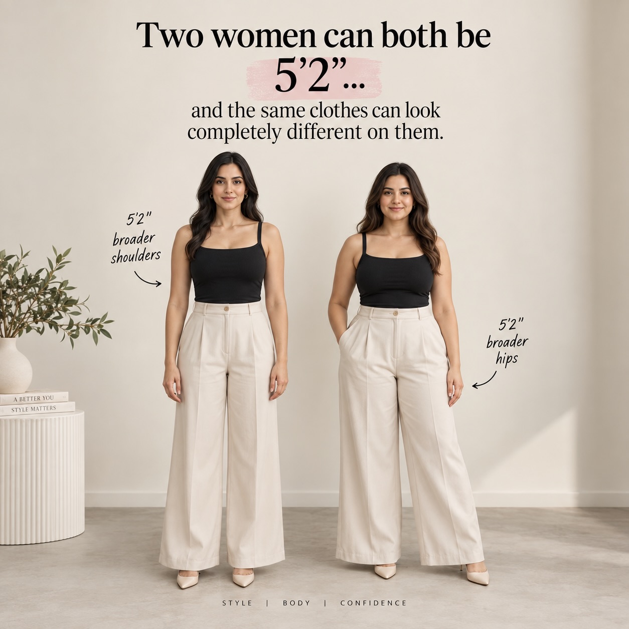 You’re not bad at dressing. You might just be dressing for the wrong information.
For years, we’ve been told to dress according to our body shape.
Pear → wear this.
Apple → avoid that.
Petite → wear this.
Hourglass → do this.
But here’s what I’ve learnt after years of styling women:
Body shape is only one part of the equation.
I’m launching a workshop on this very soon. 🤍
Keep watching this space. I have a feeling this is going to change the way you look at your wardrobe.